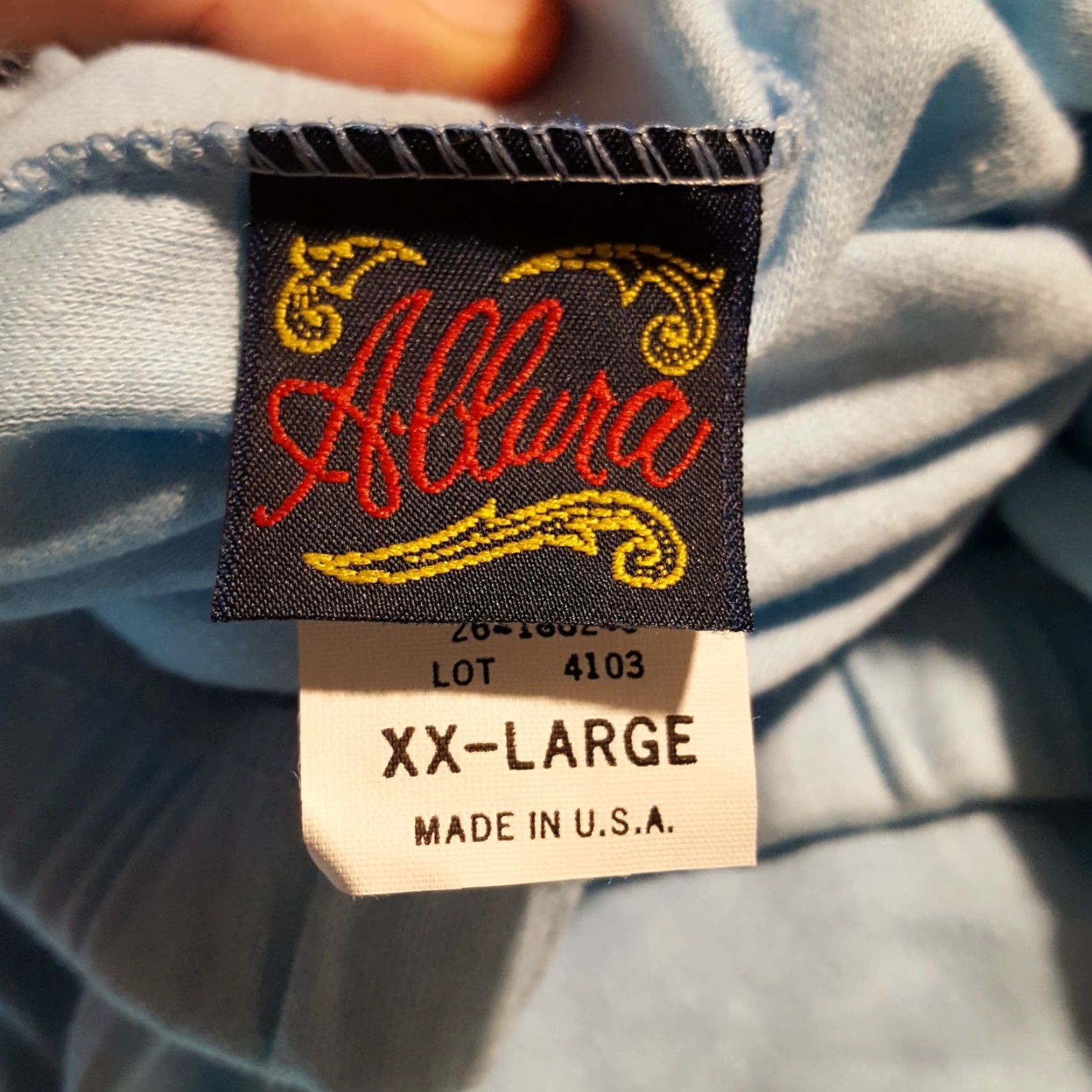 Vintage VINTAGE Allura Sky Blue Midi A-Line Skirt Women's 2XL Elastic Waist Casual Retro 80s 90s Cotton Blend Solid Blue, Pull On, Fall Spring Summer Winter Size 40" / US 18 - 6 Thumbnail