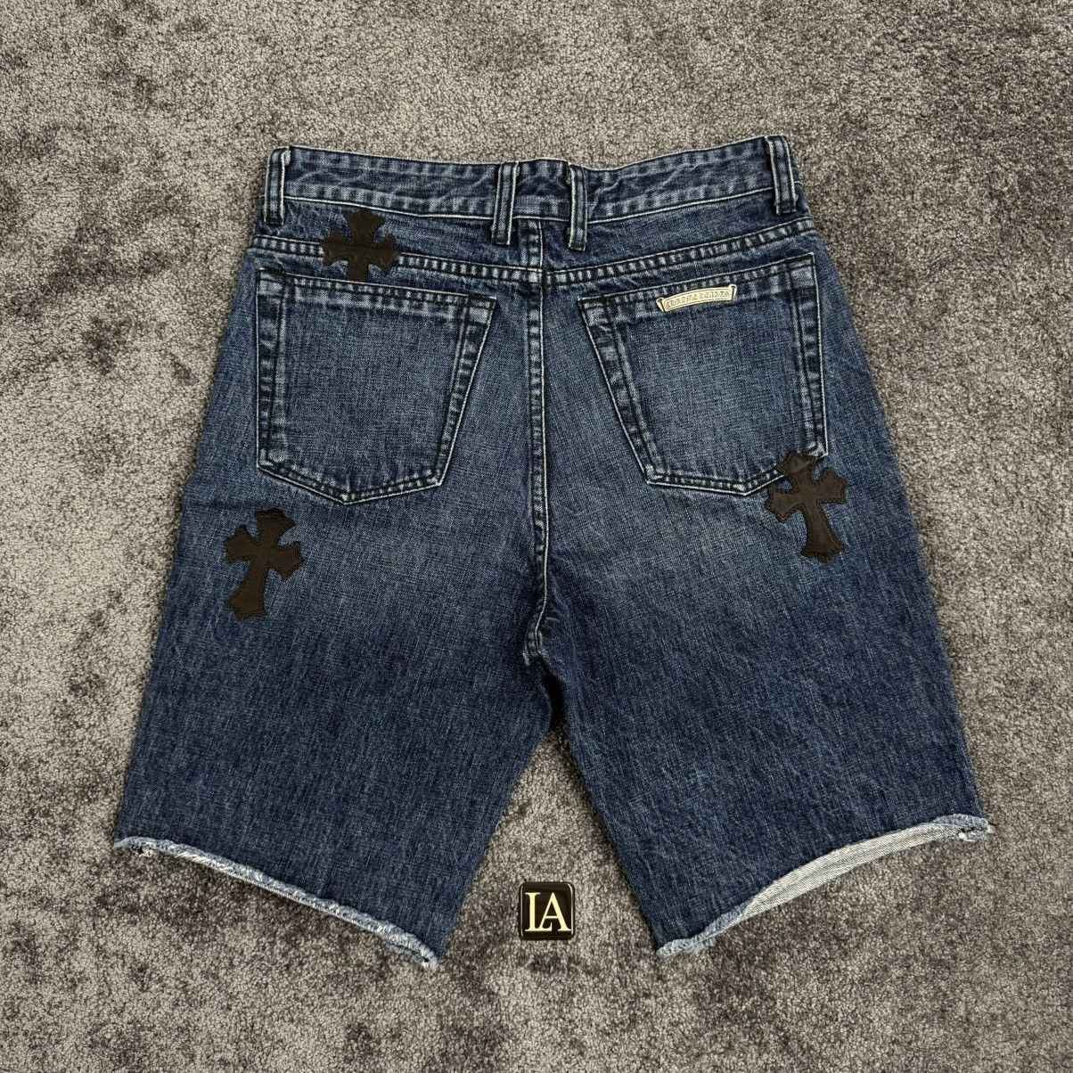Chrome Hearts Turbo Diesel Cross Patch Jean Shorts