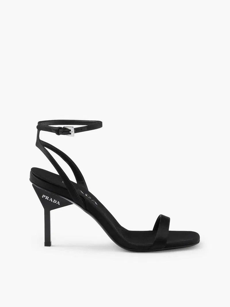 Prada Prada 85mm Satin Geometric Heel Ankle Strap Sandal Pump 39 Size US 9 / IT 39 - 1 Thumbnail