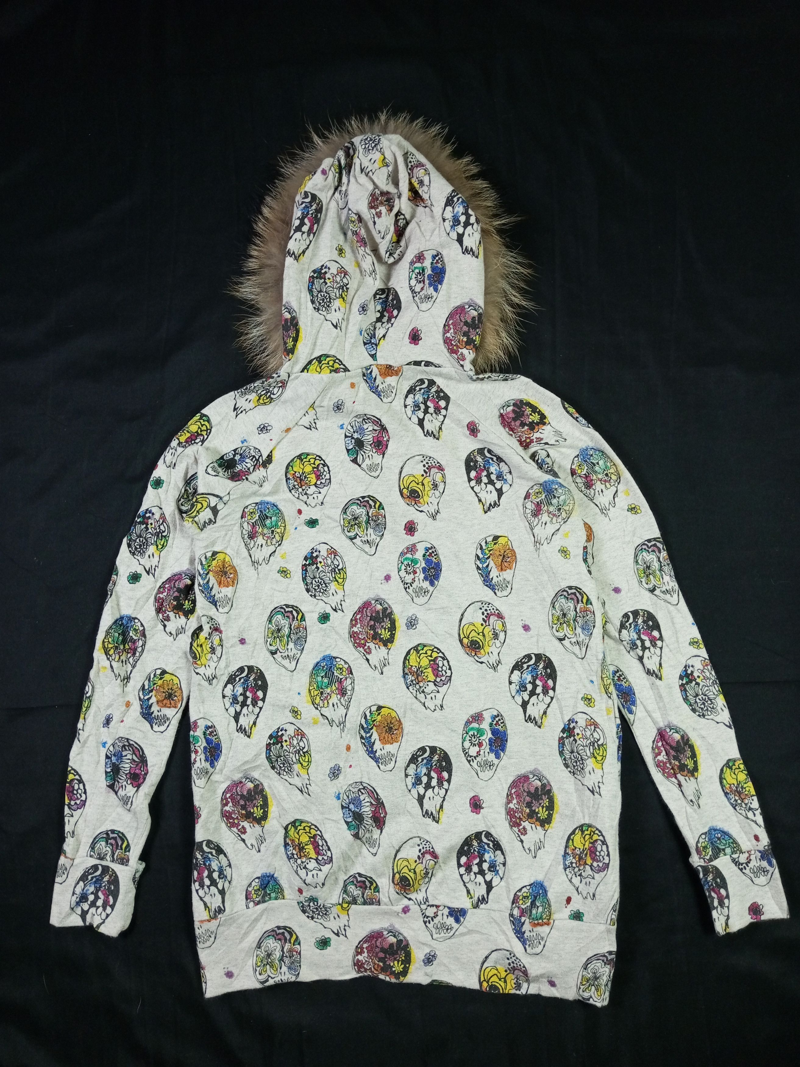 Japanese Brand Fur Hoodie All Over Skull Print Ifsixwasnine Igb Style Size US M / EU 48-50 / 2 - 14 Thumbnail