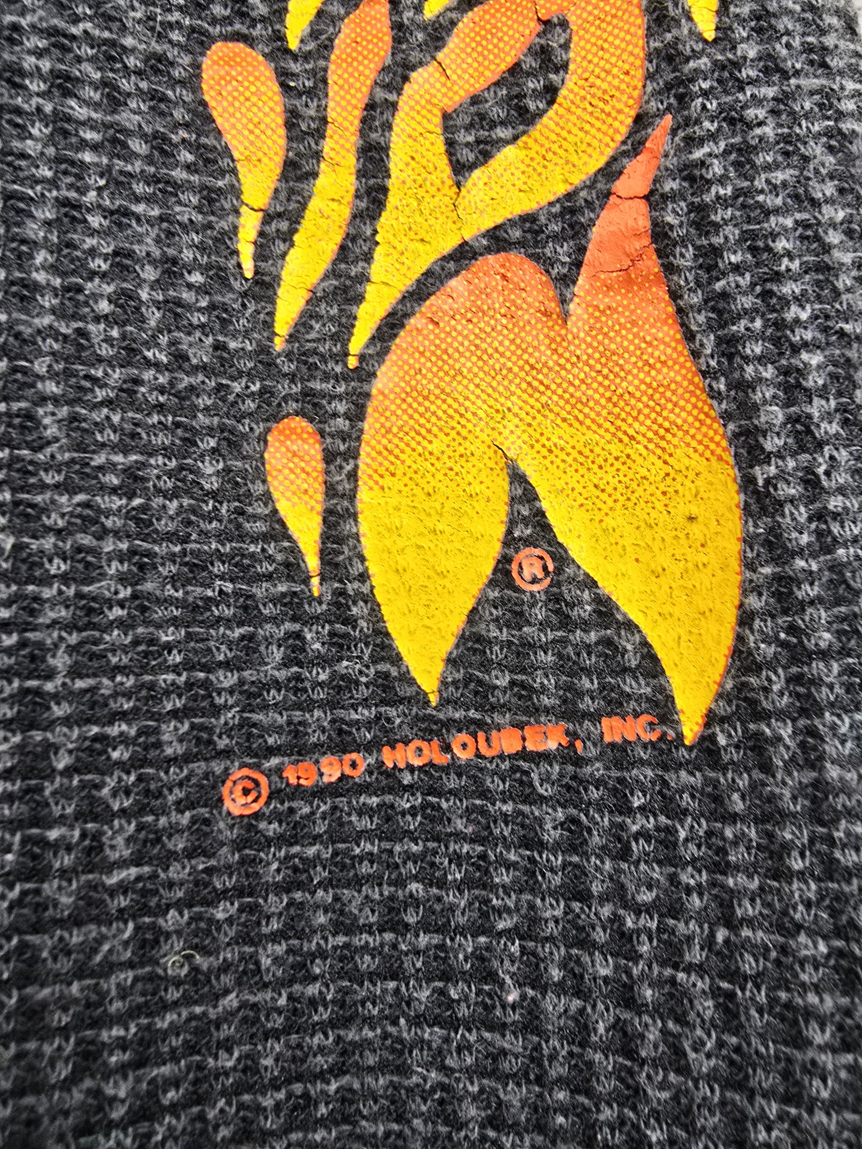 Harley Davidson × Vintage 1990 Harley Davidson Flames Thermal Long-sleeved XL Size US XL / EU 56 / 4 - 4 Thumbnail