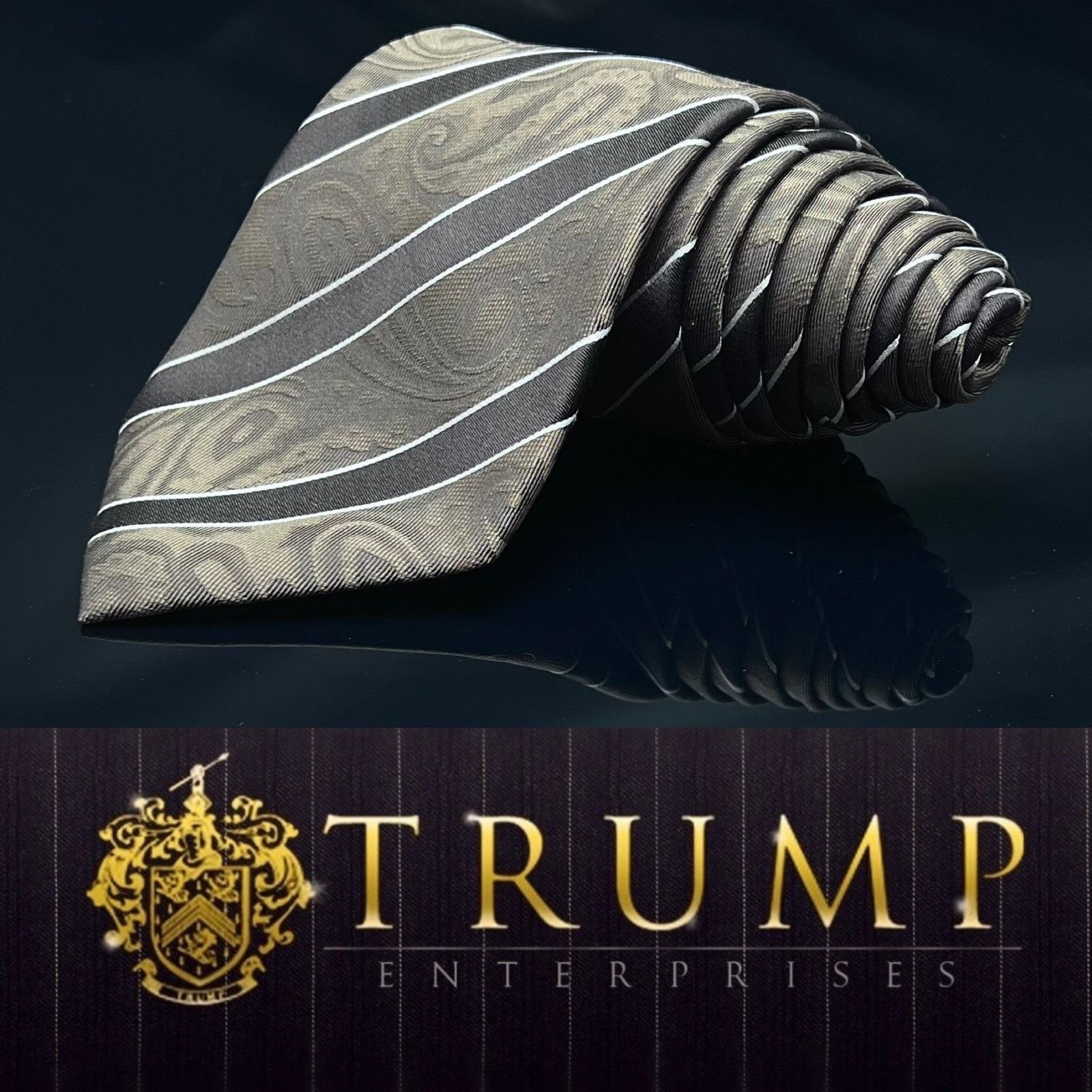 Donald Trump DONALD J. TRUMP MEN'S TIE BROWN/STRIPED WIDTH: 3.7/8" LENGTH Size ONE SIZE - 1 Thumbnail