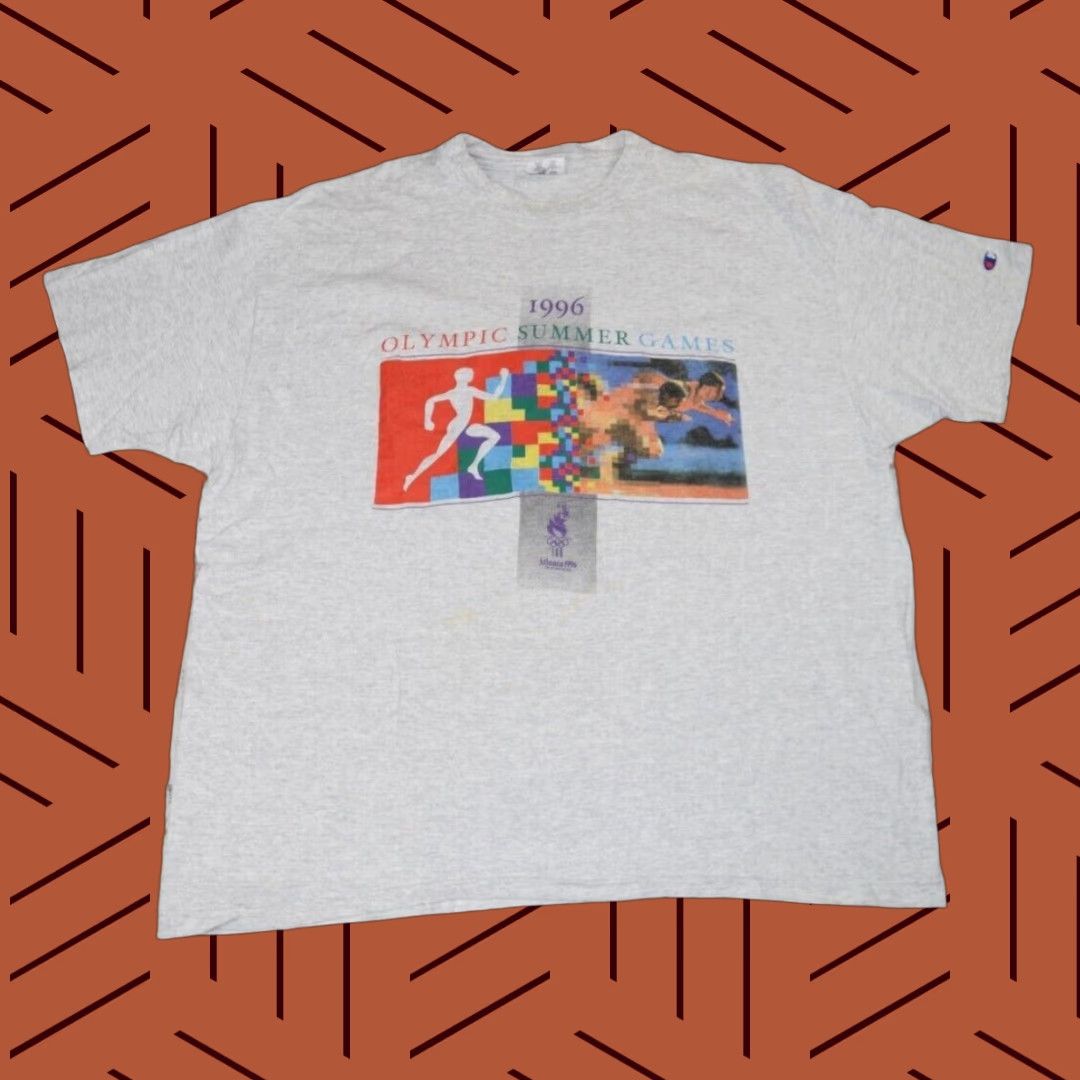 Champion VINTAGE Champion 1996 Olympics Atlanta Summer Games Pixel Shirt Adult XXL Gray Crew Neck Short Sleeve Men Mens Size US XXL / EU 58 / 5 - 1 Thumbnail