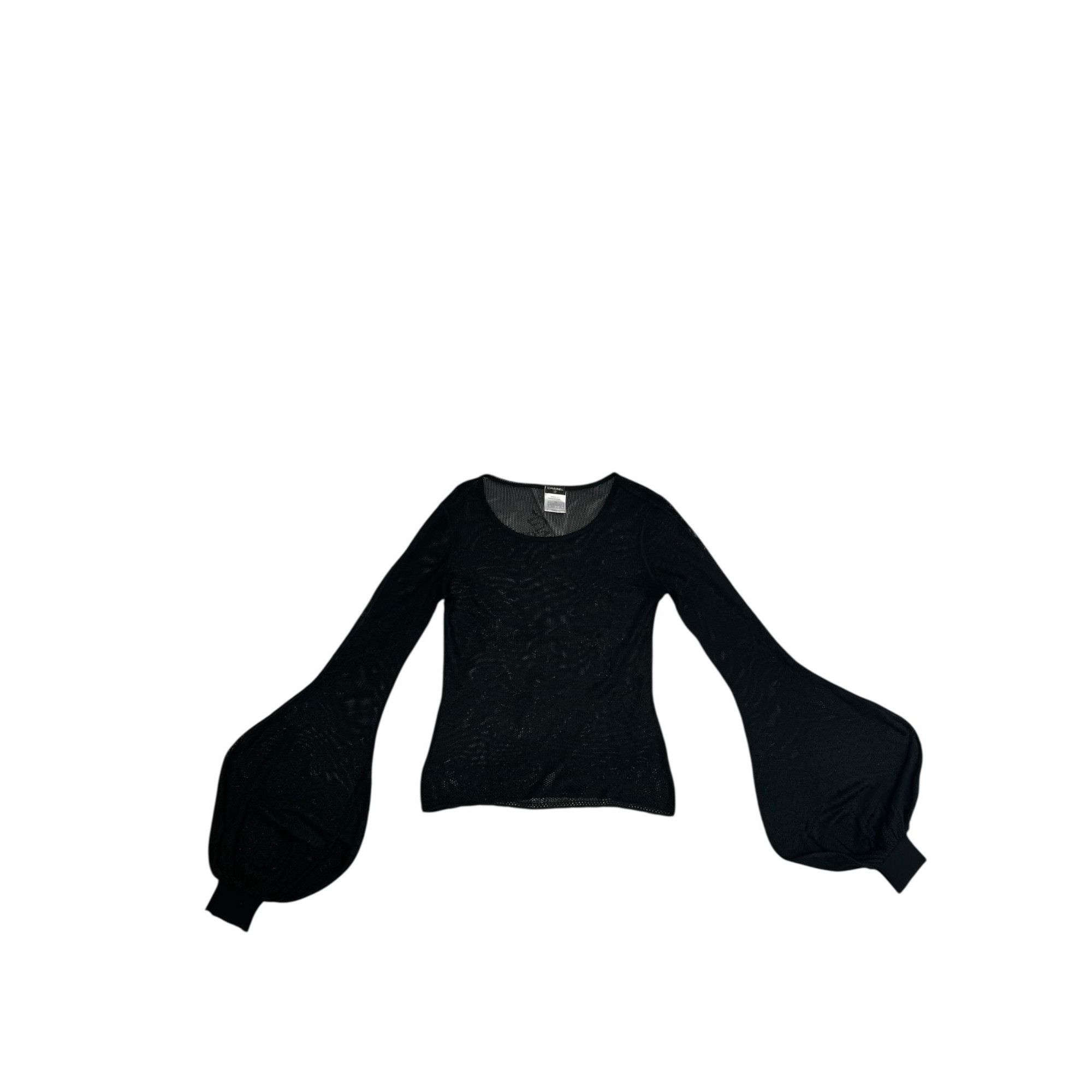 Chanel S/S 2005 Black Floral Lace Balloon-Sleeve Top Size M / US 6-8 / IT 42-44 - 2 Thumbnail