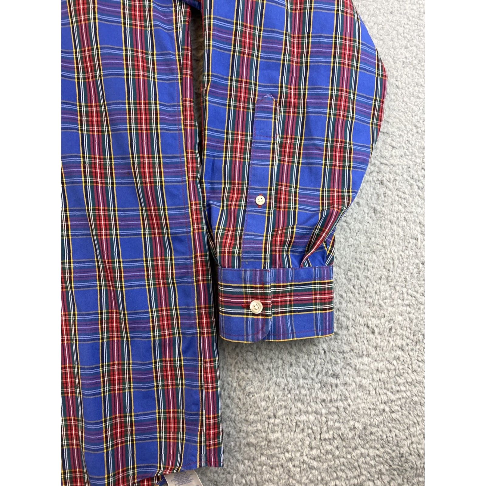 Lands' End VINTAGE Lands' End Button-Up Shirt Men 17.5-37 Blue Check Cotton Long Sleeve Button-Down Collared 100% Cotton Classic Regular Mens Size US XL / EU 56 / 4 - 3 Thumbnail