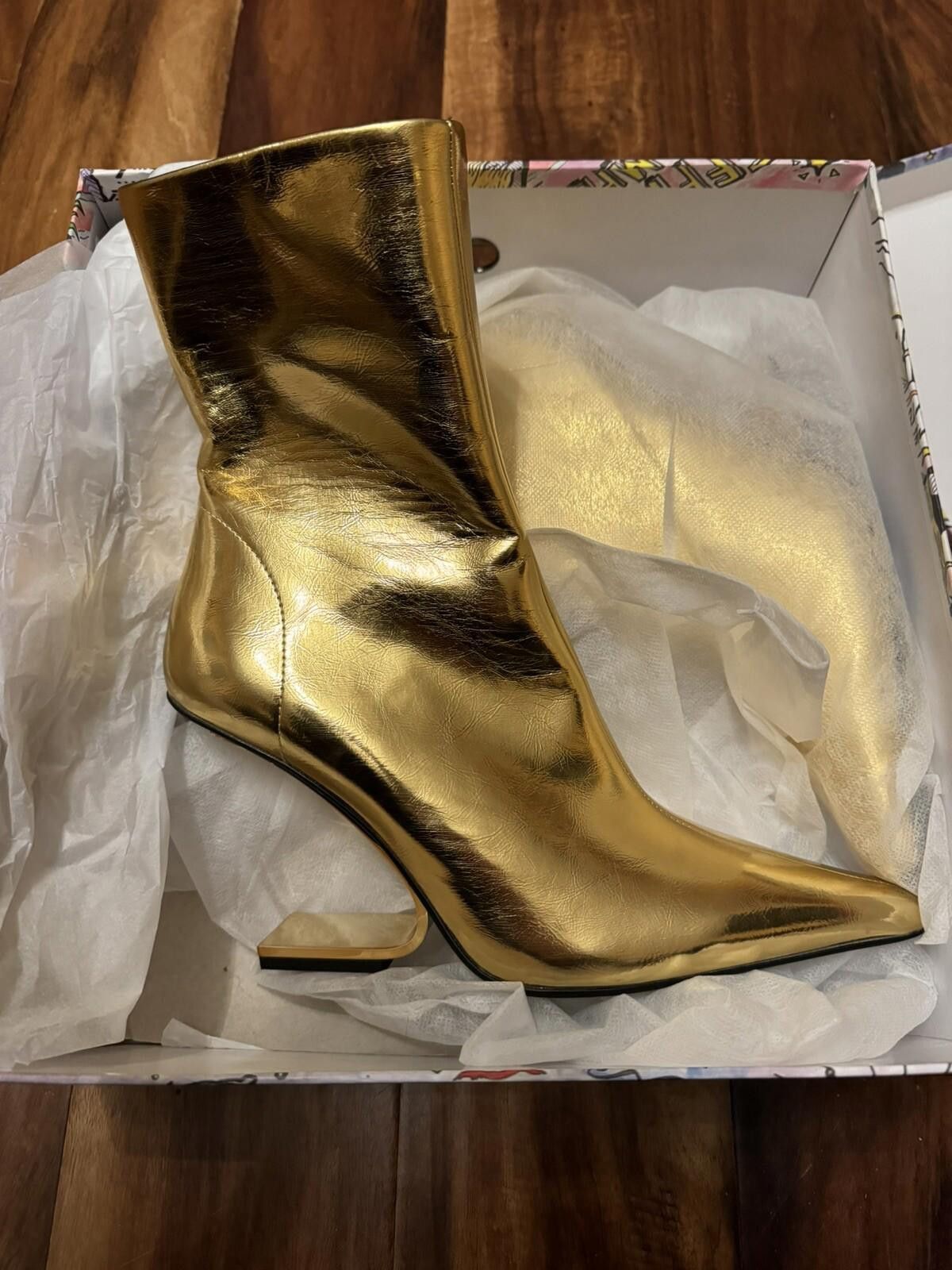 Jeffrey Campbell Jeffrey Campbell Golden Geometric Heel Pointed Boots Sz9/8 Size US 9 / IT 39 - 5 Thumbnail