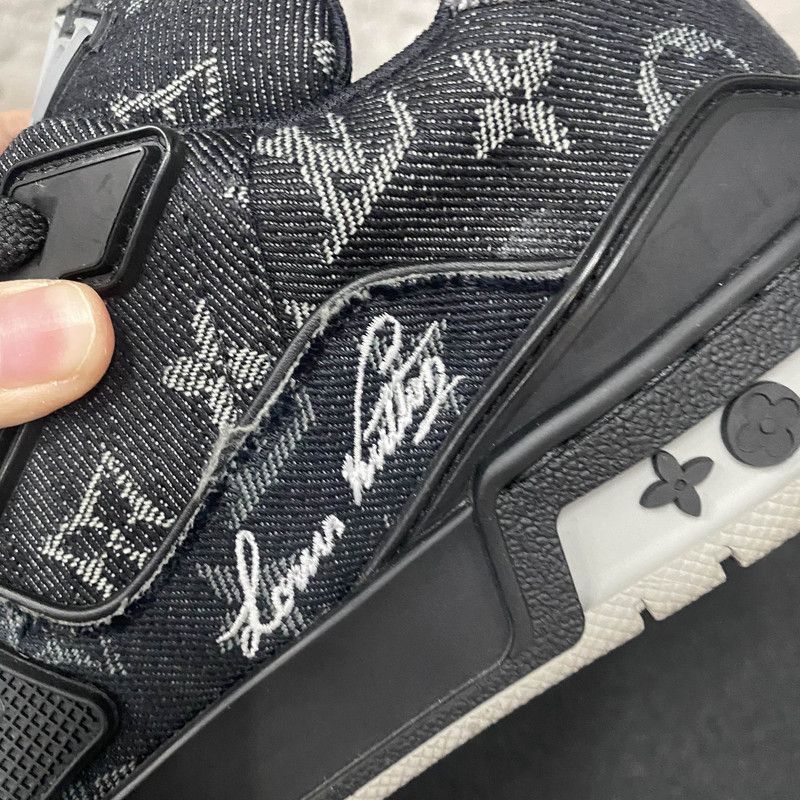 Louis Vuitton Louis Vuitton Black Denim Low-Top Trainer Sneakers -2508 Size US 7.5 / EU 40-41 - 5 Thumbnail