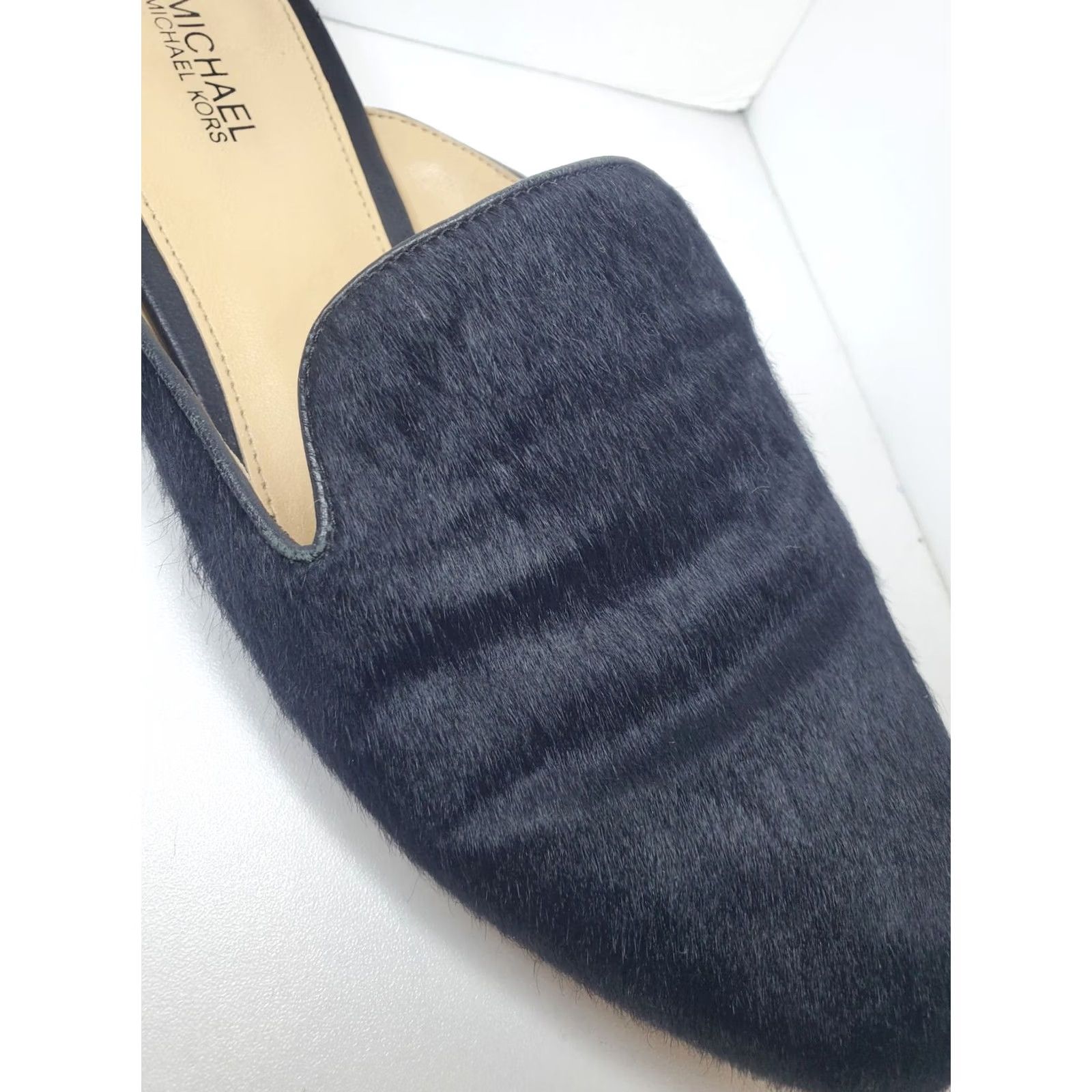 Michael Kors VINTAGE Michael Kors Natasha Black Calf-Hair Low Heel Flats Slides Mules Sz 7M Size US 7 / IT 37 - 2 Thumbnail