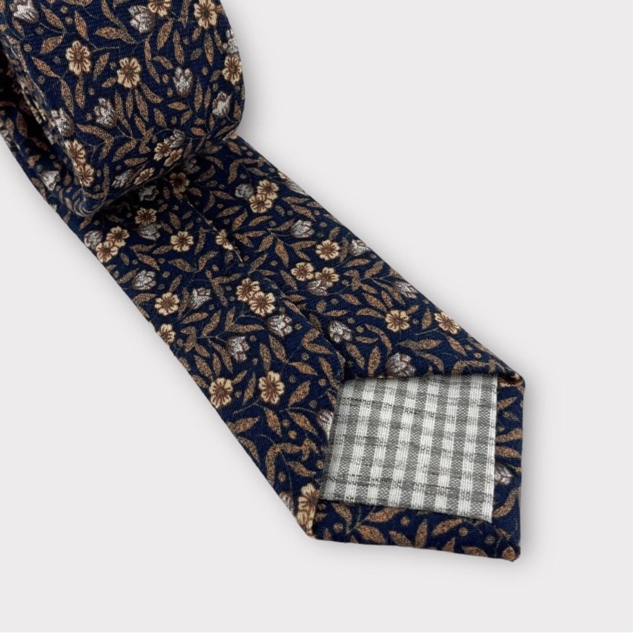 Other Men’s Navy w/ Ochre Rustic Style Floral Necktie Size ONE SIZE - 4 Thumbnail