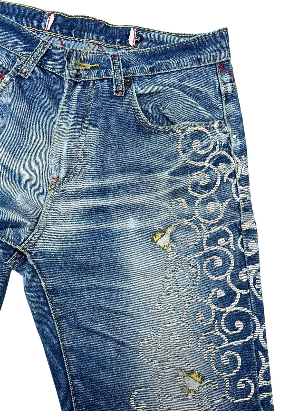 Vintage Dirty Mud SANMARUICHI Distress Frog Embroidery Denim Jeans Size US 30 / EU 46 - 11 Thumbnail