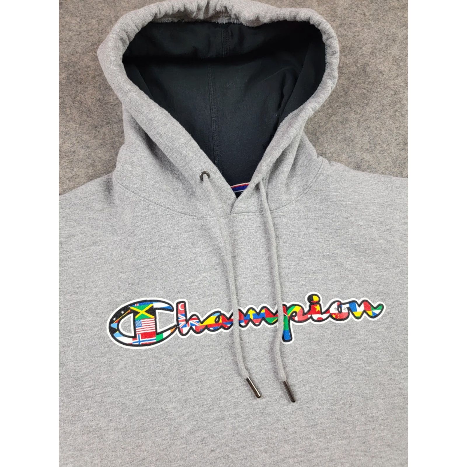 Champion Champion Hoodie Mens Medium Gray International Flags Logo Pullover Casual Mens Size US M / EU 48-50 / 2 - 2 Thumbnail