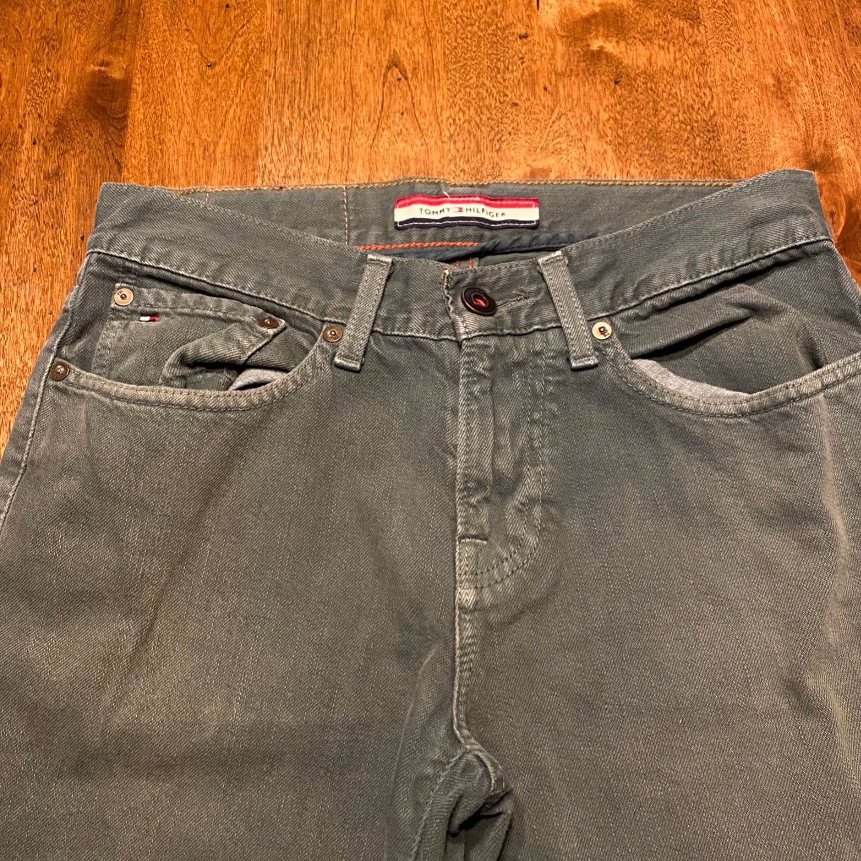 Tommy Hilfiger Tommy Hilfiger Jeans Mens 28x29 Straight Leg Green Denim Outdoor Regular Distressed No Size US 28 / EU 44 - 2 Thumbnail