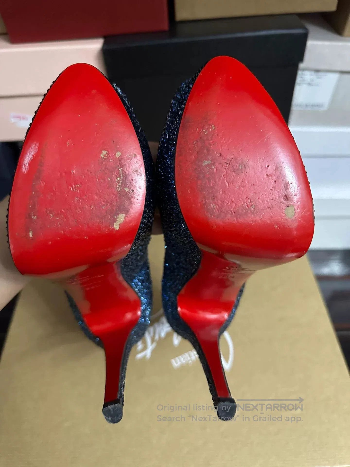 Christian Louboutin Christian Louboutin Blue Crystal Red Sole Heels. Size US 7.5 / IT 37.5 - 8 Thumbnail