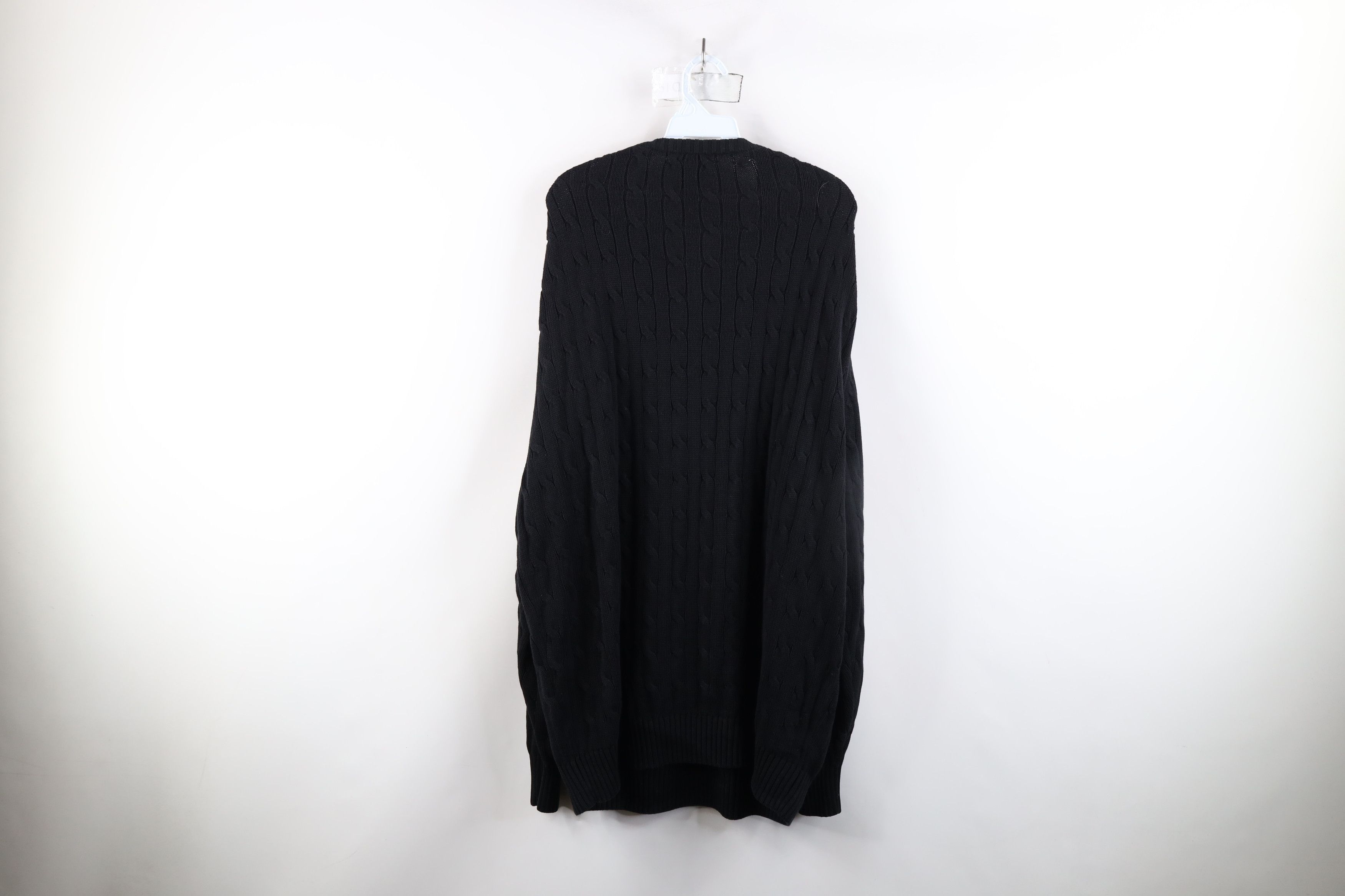 Vintage Vintage 90s Y2K Streetwear Cotton Cable Knit Sweater Black Size XXL / US 16-18 / IT 52-54 - 8 Thumbnail