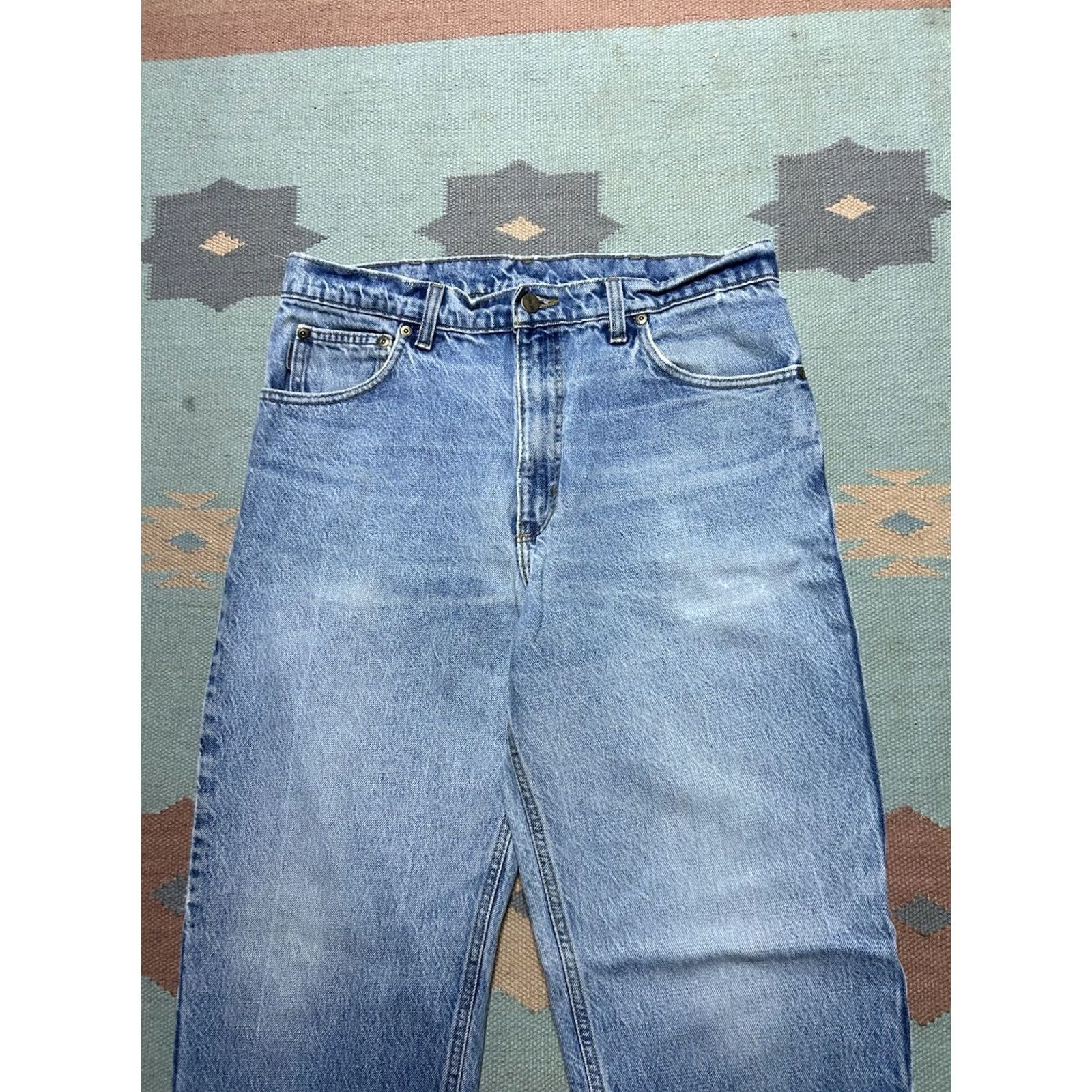 Carhartt VINTAGE Carhartt Jeans Denim Blue Mens 33x33 workwear skater USA worn B46 DST Size US 33 - 3 Thumbnail
