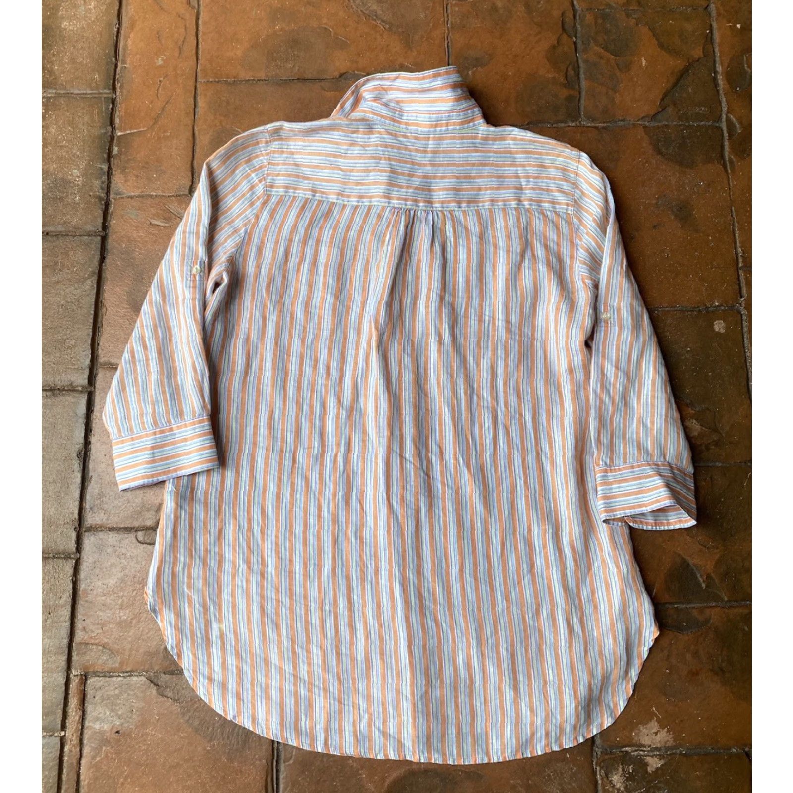 Ralph Lauren VINTAGE Lauren Jeans Co. Linen Striped Long Sleeve Button Shirt Women’s Large Size L / US 10 / IT 46 - 3 Thumbnail