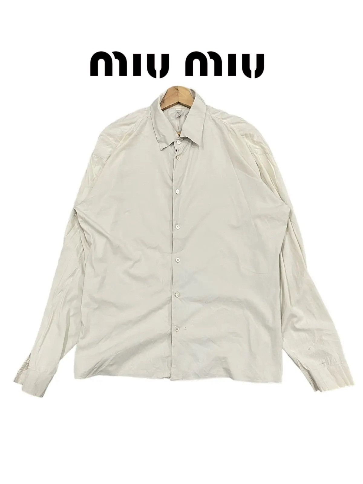 Miu Miu Miu Miu Elastane Khaki Button Up Shirt Size US M / EU 48-50 / 2 - 1 Thumbnail