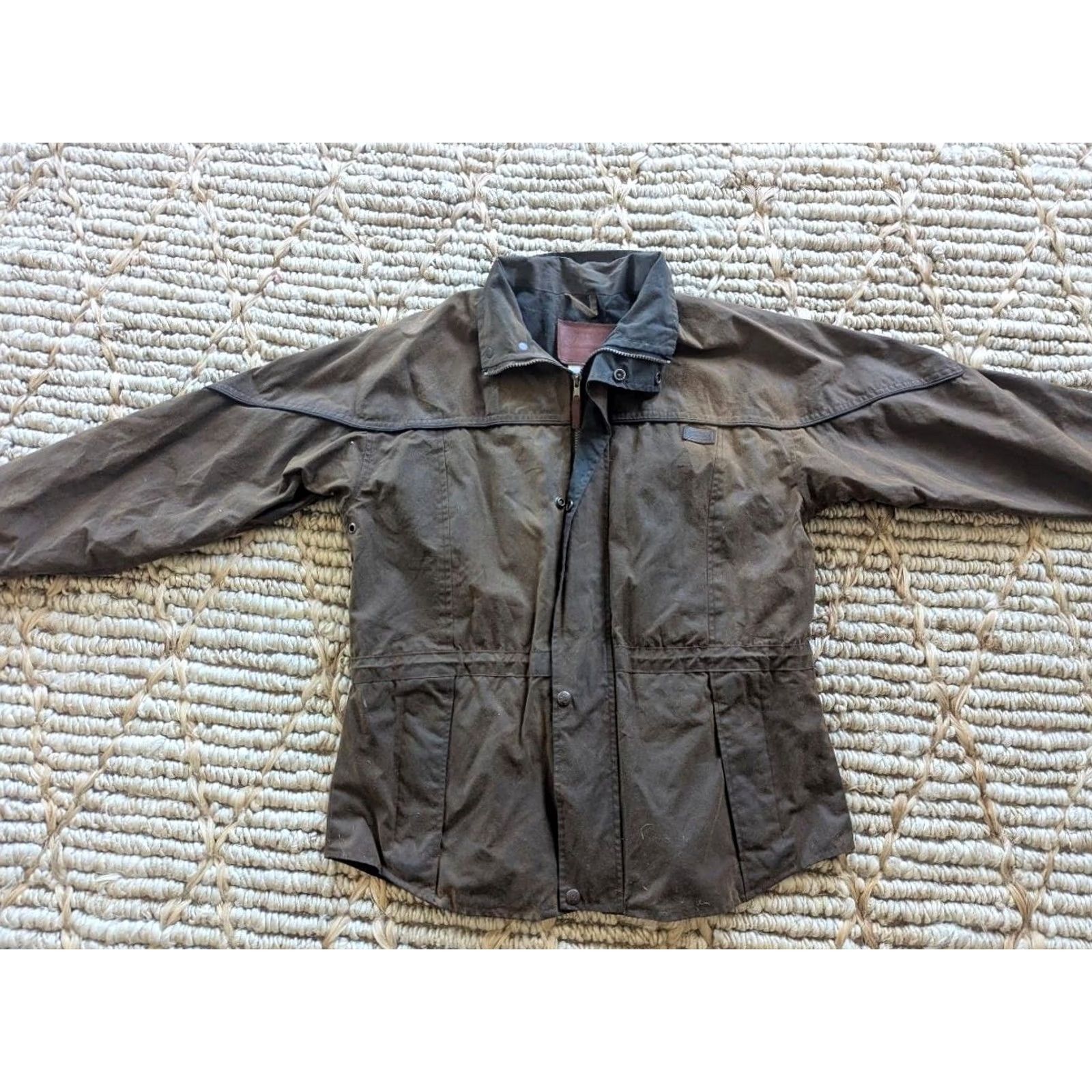 Vintage VINTAGE Outback Waxed Jacket Coat Mens S Brown Waxed Cotton Shell Coat Mad Max Theme Brown 38-40 Chest Size US S / EU 44-46 / 1 - 3 Thumbnail