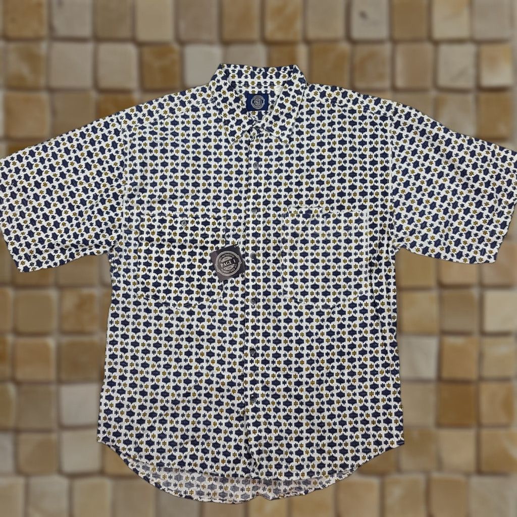 Vintage VINTAGE Geometric Art Short Sleeve Shirt Large Button-Up Collar 90s Mens Size US L / EU 52-54 / 3 - 1 Thumbnail