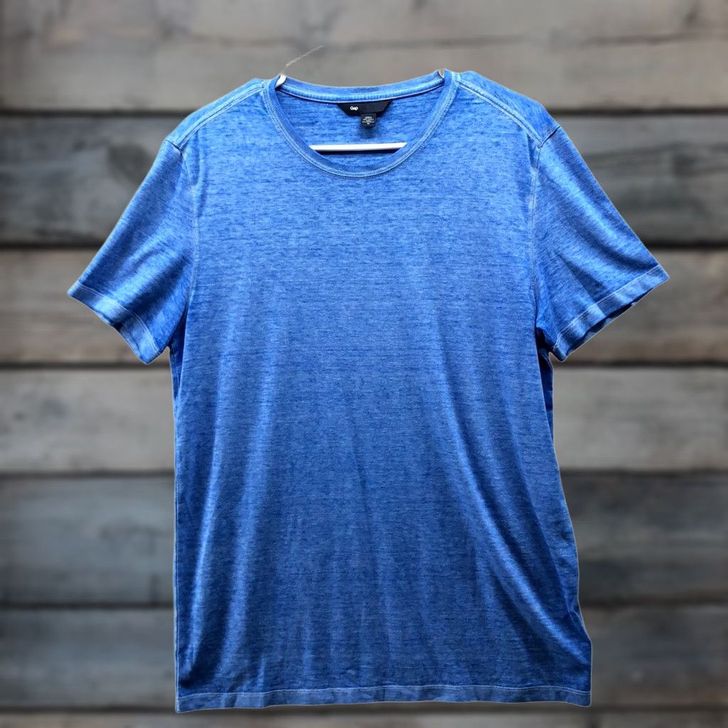 Gap Gap Short Sleeve T Shirt Mens M Blue Garment Dyed Lightweight Crew Neck Washed Jersey Cotton Polyester Size US M / EU 48-50 / 2 - 1 Thumbnail