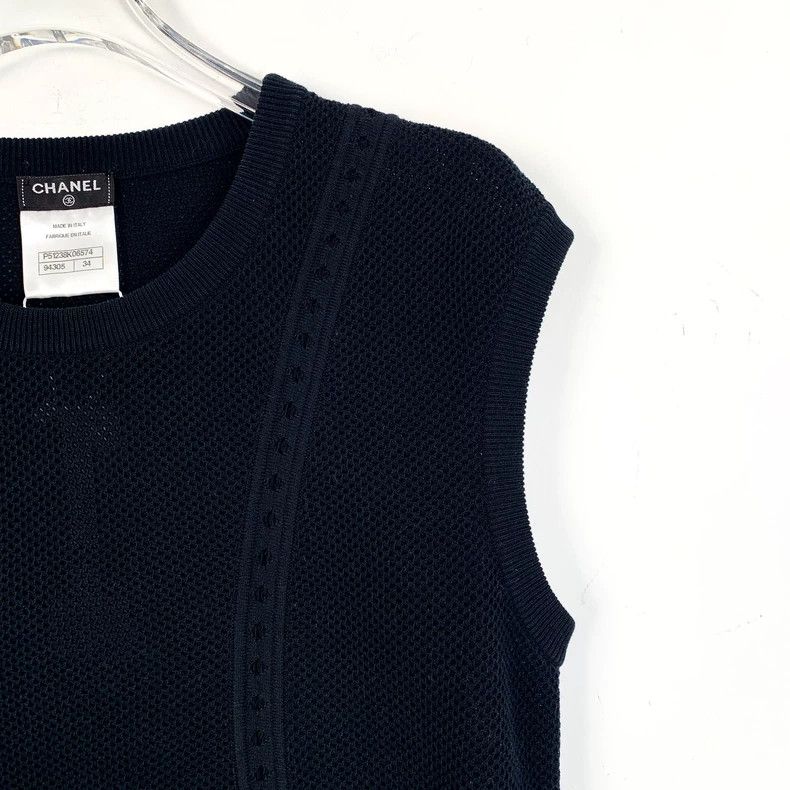 Chanel ChanelBlack cotton knitted vest 2503-Nextarrow Size 4XL / US 24-26 - 3 Thumbnail