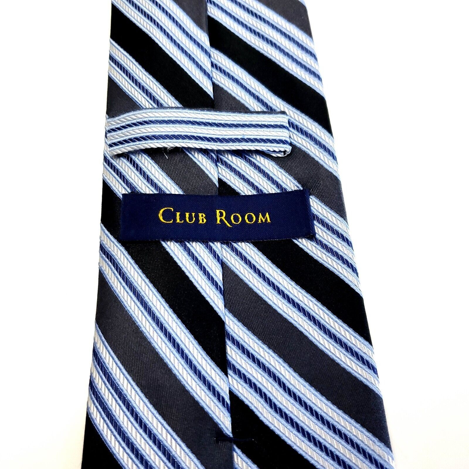 Club Room Club Room White Black Silk Tie Woven Striped Size ONE SIZE - 3 Thumbnail