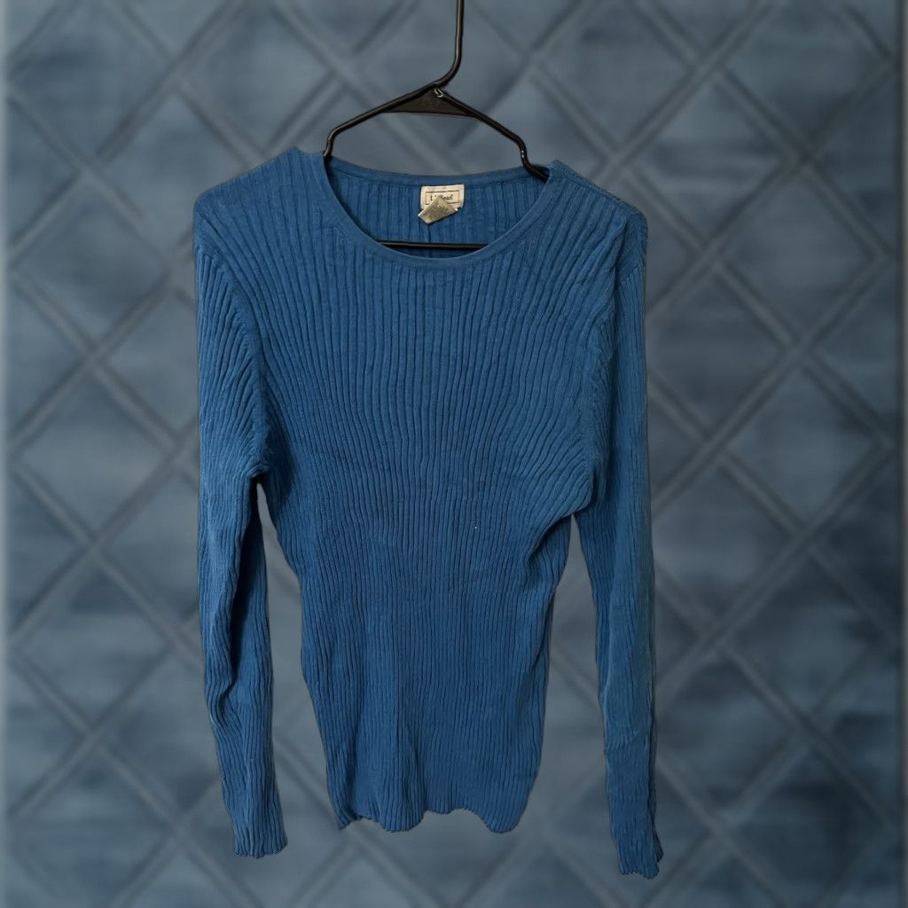 Vintage VINTAGE L.L. Bean Sweater Blue Ribbed Round Neck Women’s Size Large 90s Size L / US 10 / IT 46 - 1 Thumbnail