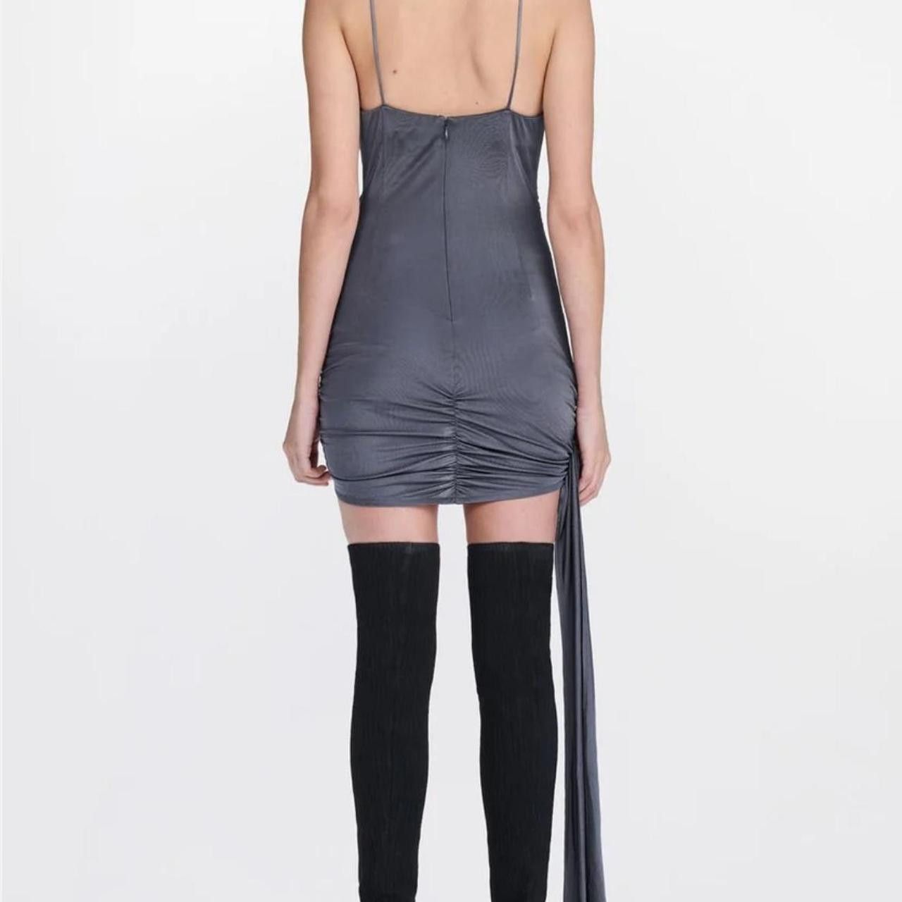 Dion Lee o1tko10125 Gathered Bolt Mini Dress in Shiny Gray Size M / US 6-8 / IT 42-44 - 2 Thumbnail