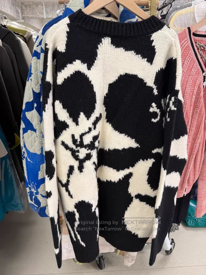 Dries Van Noten Dries Van Noten Black & White Color-Block Wool Knit Sweate Size S / US 4 / IT 40 - 6 Thumbnail