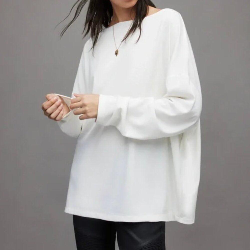 Allsaints AllSaints Rita Tee Women's Large White Long Sleeve Oversize Size L / US 10 / IT 46 - 1 Thumbnail