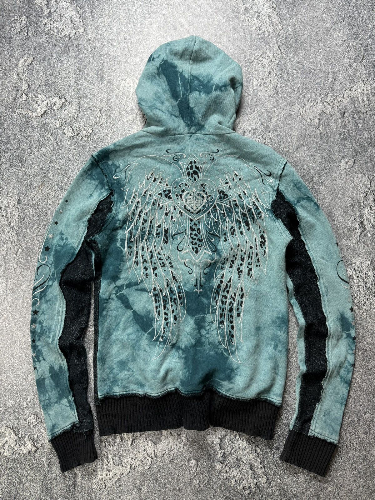 Affliction Sinful By Affliction Y2K Tribal Heart Wings Zip Hoodie LGB Size L / US 10 / IT 46 - 11 Thumbnail