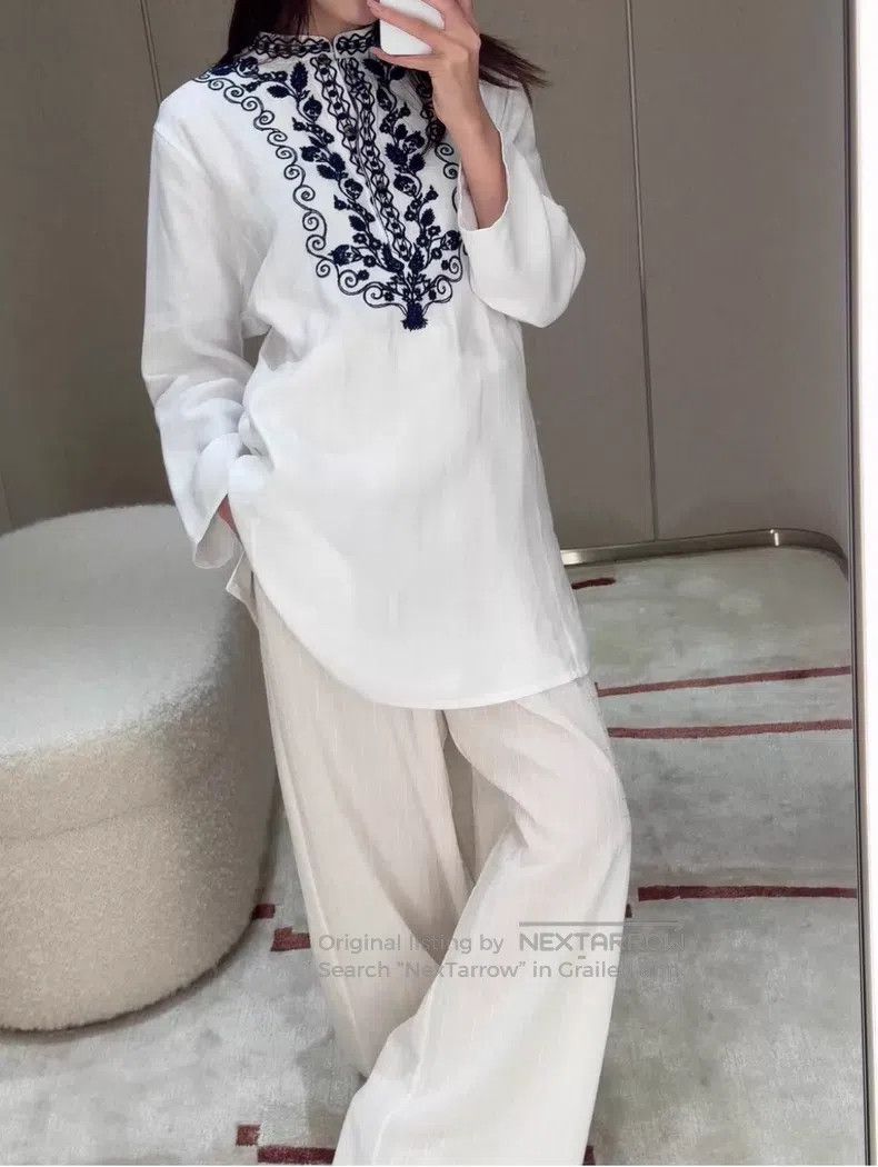 Loro Piana Loro Piana Holiday Series Embroidered Linen Shirt Dress Size M / US 6-8 / IT 42-44 - 6 Thumbnail