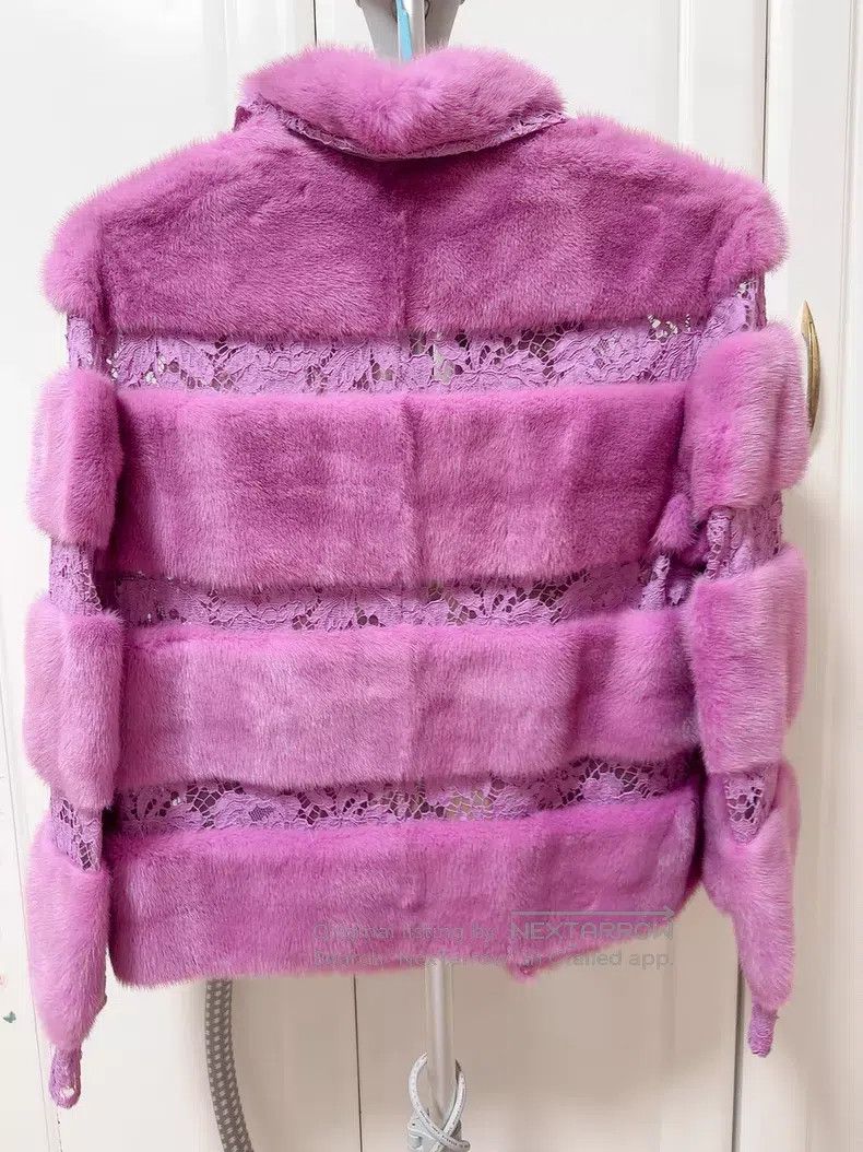 Valentino Valentino Purple lace mink coat coat Size XXS / US 00 / IT 34 - 6 Thumbnail