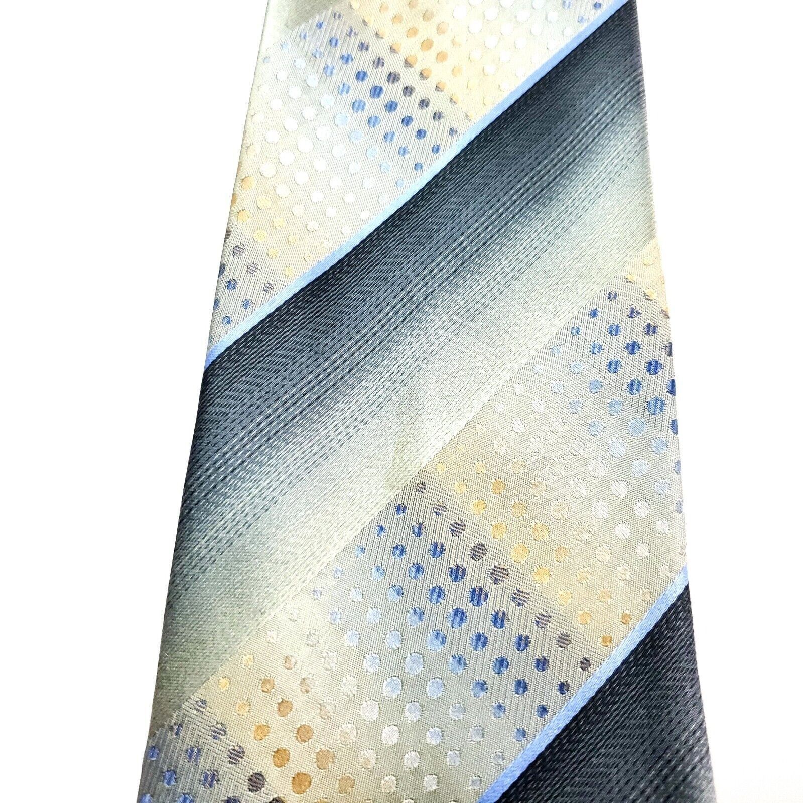 Kenneth Cole Kenneth Cole New York Silk Tie Blue Yellow Wide Woven Abstra Size ONE SIZE - 2 Thumbnail