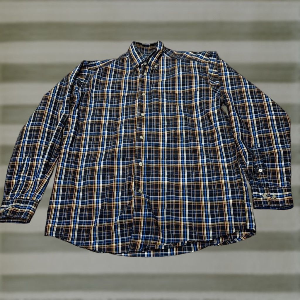 Wrangler Wrangler Mens Button-Down Western Shirt Blue Black Plaid Size M Long Sleeve Size US M / EU 48-50 / 2 - 1 Thumbnail