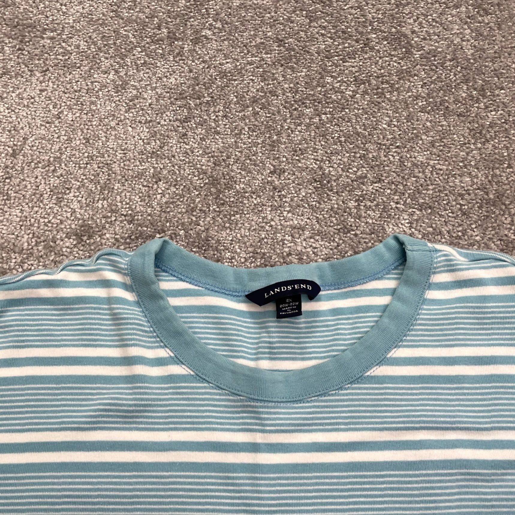 Lands' End Lands' End Women's 2XL Green White Striped Long Sleeve Basic T-Shirt Crew Neck Size XXL / US 16-18 / IT 52-54 - 3 Thumbnail
