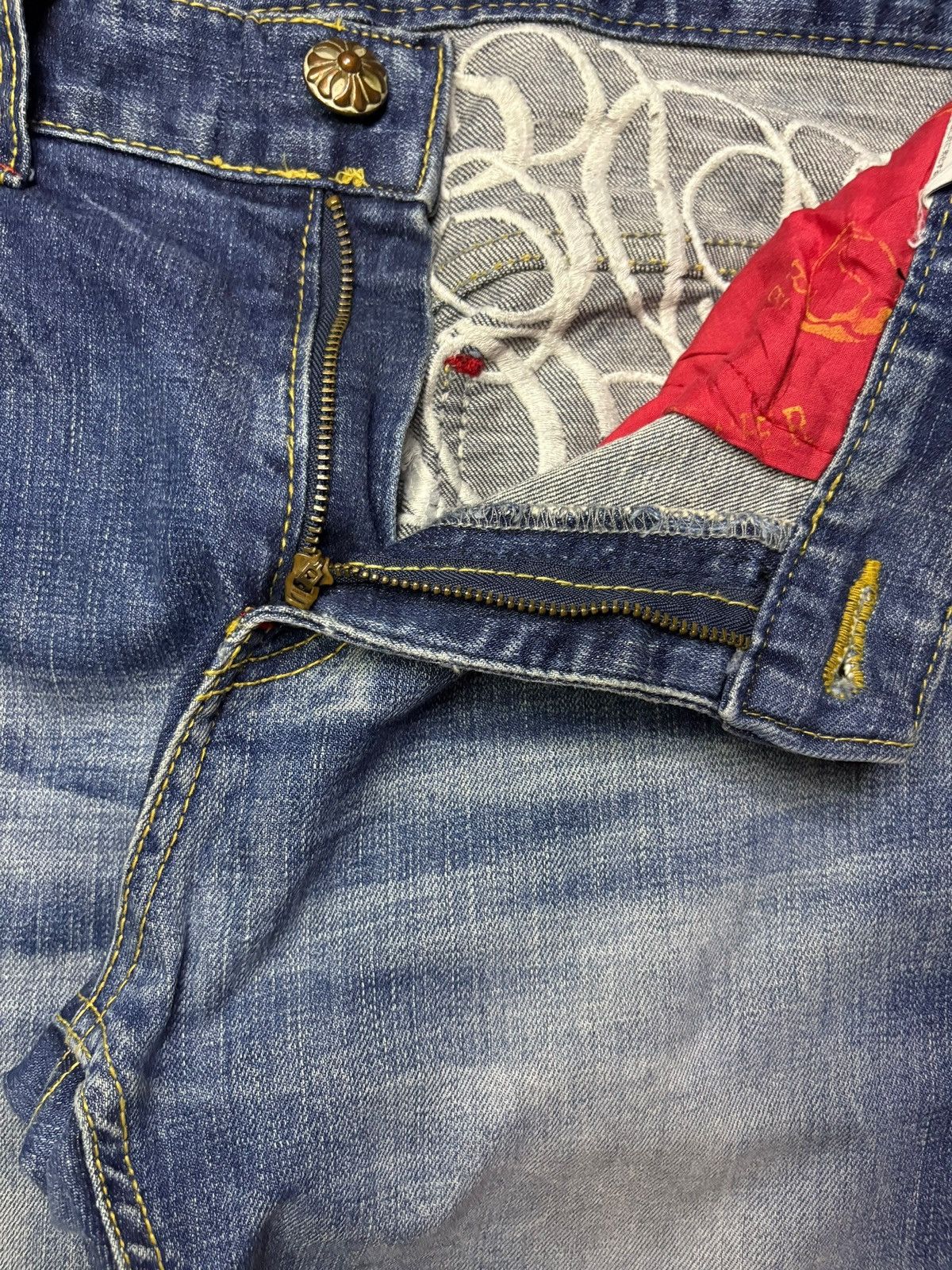 Ed Hardy Vintage Red Pepper Mud Wash Embroidery Jeans Size US 32 / EU 48 - 9 Thumbnail