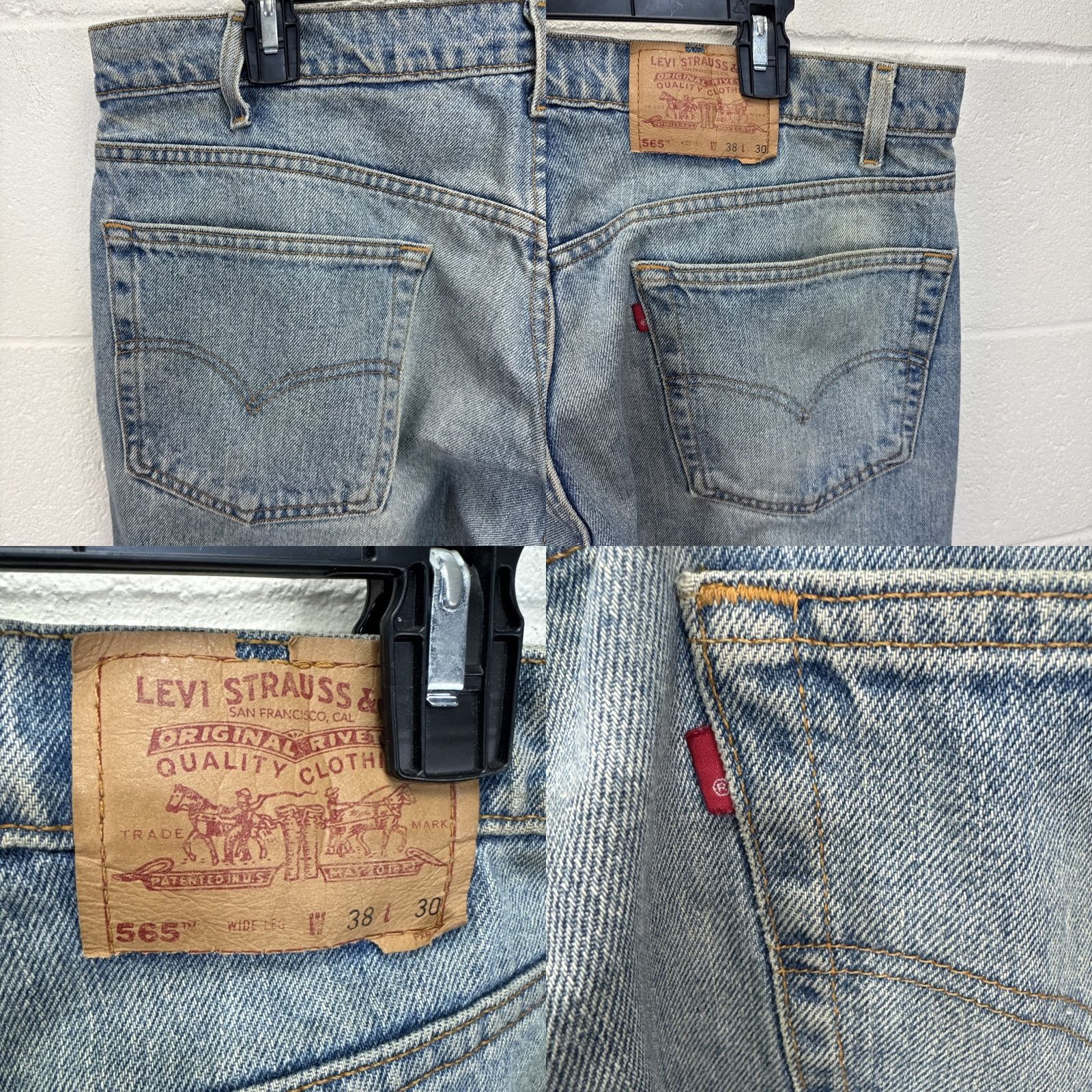 Levi's VINTAGE Levi's 565 Jeans 38x30 Relaxed Straight 5-Pocket Denim Blue Grunge 90s United States-Men Size US 38 / EU 54 - 8 Thumbnail
