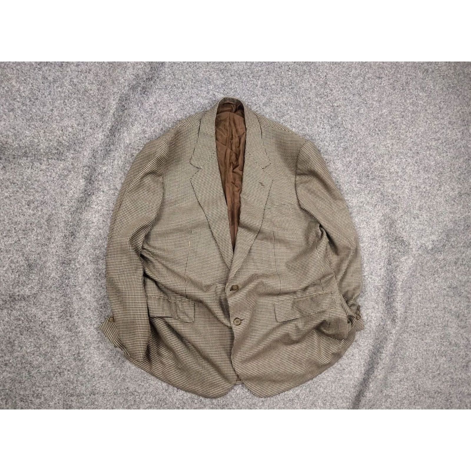 Brioni VINTAGE Brioni Blazer Jacket Wool Houndstooth pattern Beige blue Size 46R - 2 Thumbnail