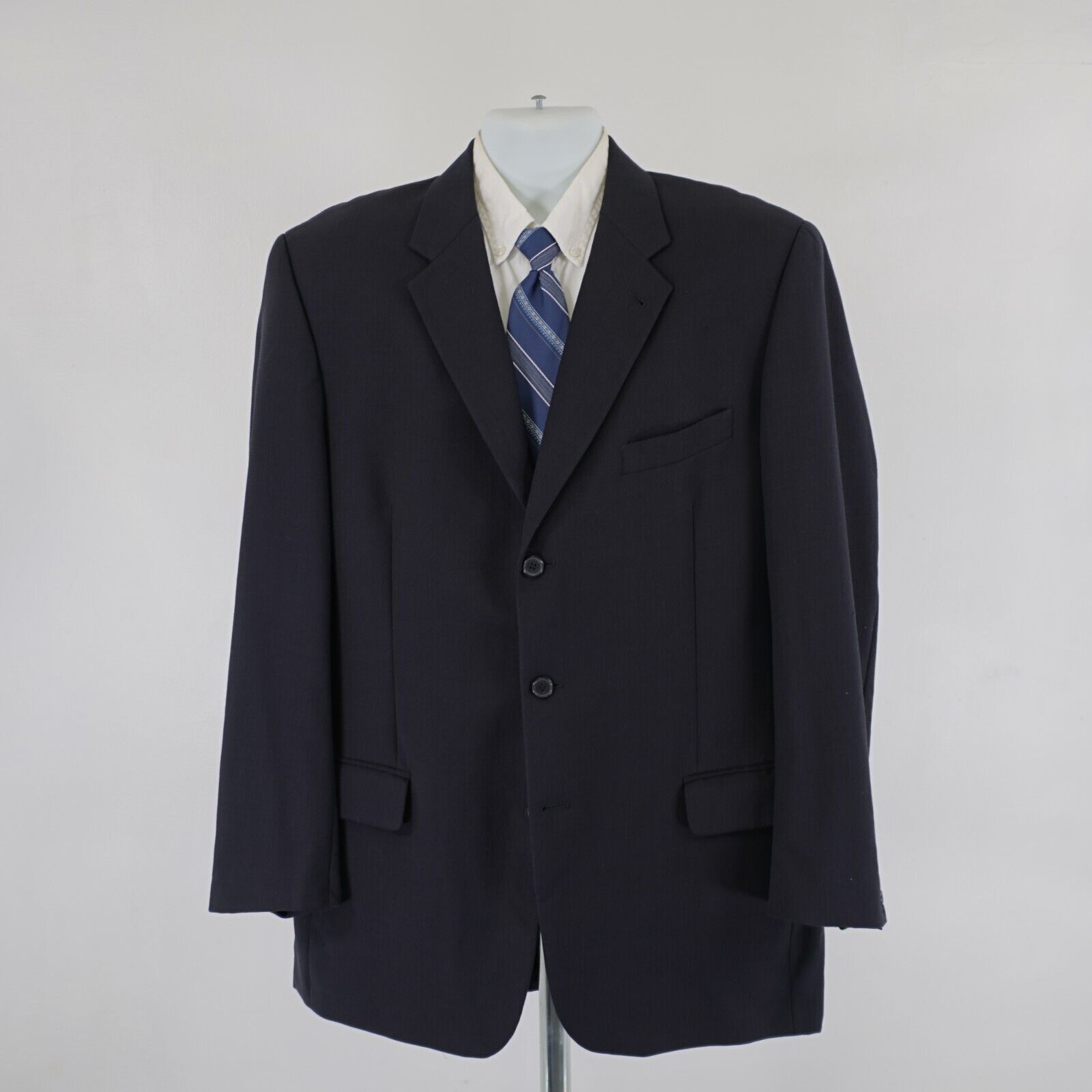 Joseph Abboud DAMAGED Joseph Abboud Thick Textured Wool Blue Suit Jacket 4 Size 42L - 4 Thumbnail