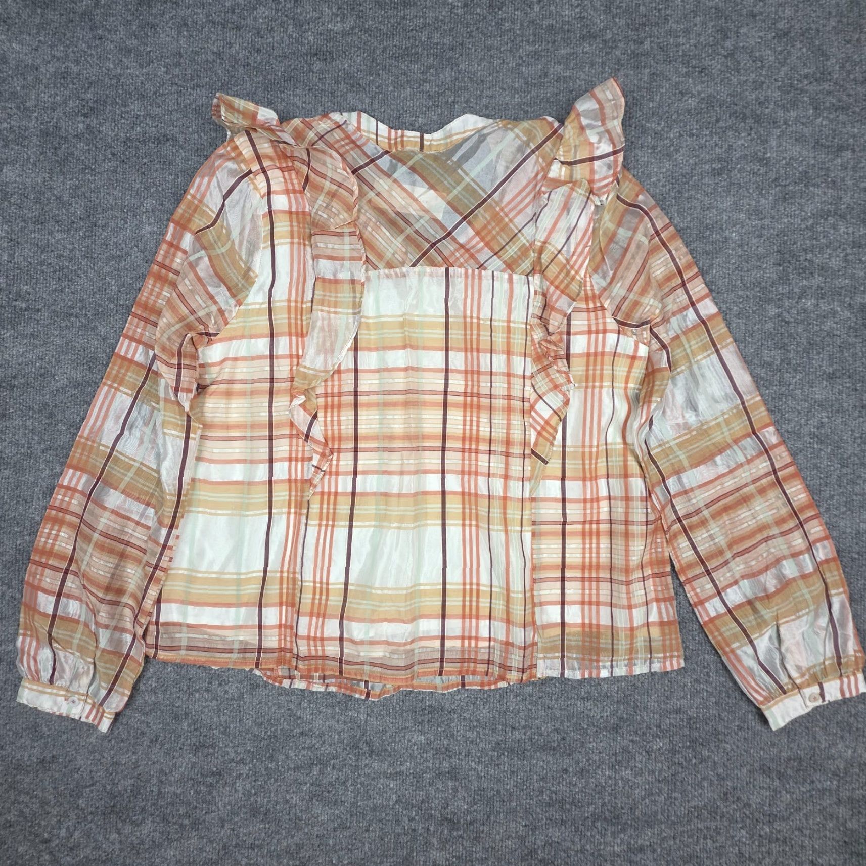 Anthropologie VINTAGE? ANTHROPOLOGIE Current Air Peasant Top Shirt Women's M Plaid Ruffled NWT Size M / US 6-8 / IT 42-44 - 3 Thumbnail