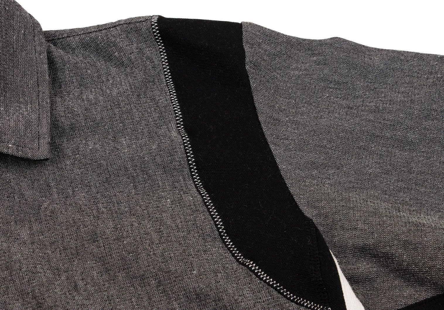 Junya Watanabe Dyed Tape Detail Polo Shirt in Gray and Black, Size M Size US M / EU 48-50 / 2 - 7 Thumbnail