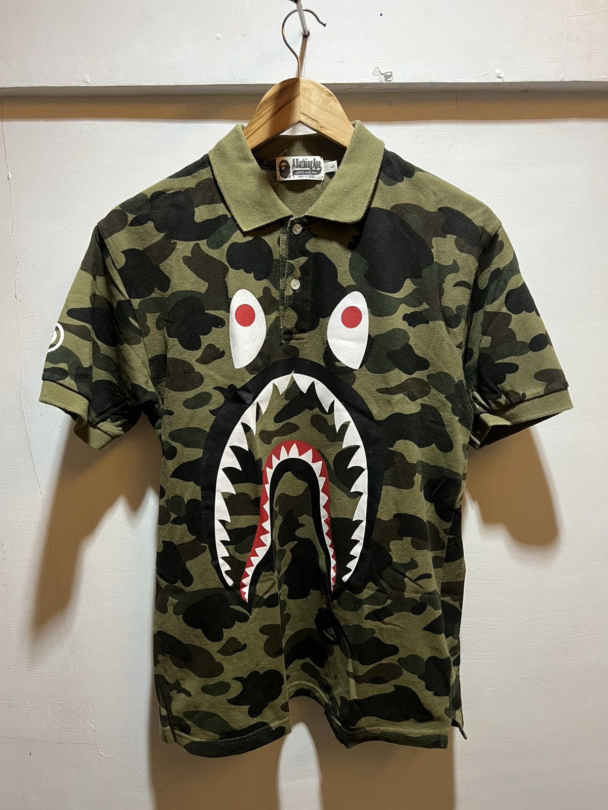Bape shark camo poloshirt