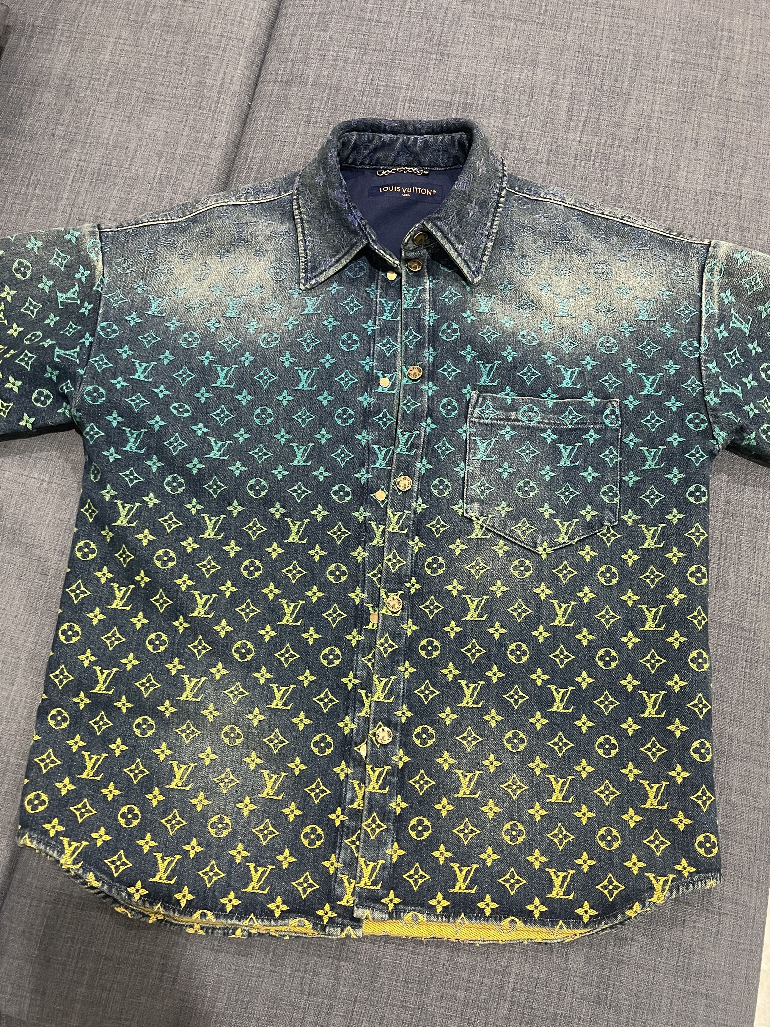 Louis Vuitton Rainbow Monogram Denim Short Sleeve Shirt