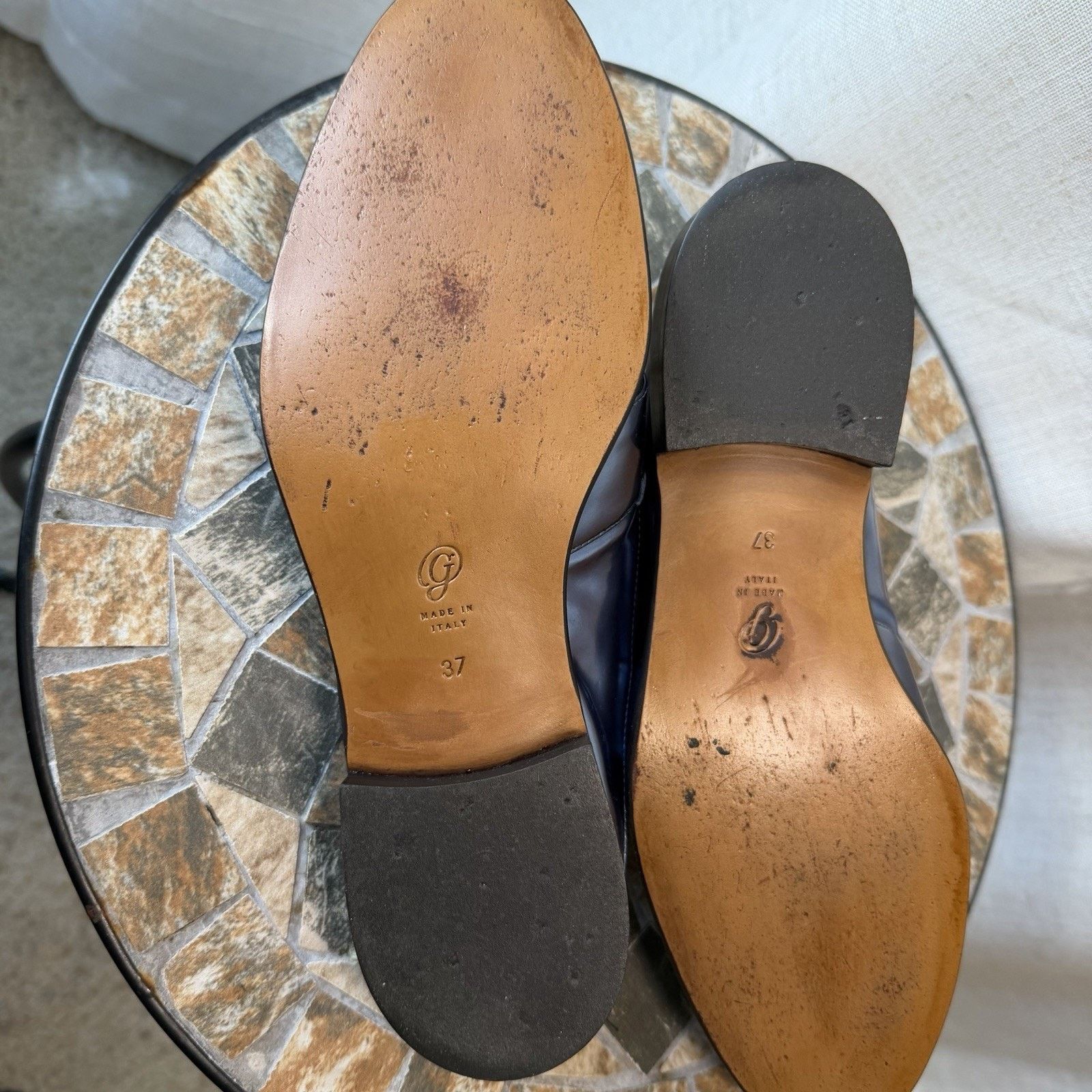 M.Gemi M.Gemi Leather Slide Loafers Navy Blue EU 37Made in Italy Size US 6.5 / IT 36.5 - 5 Thumbnail