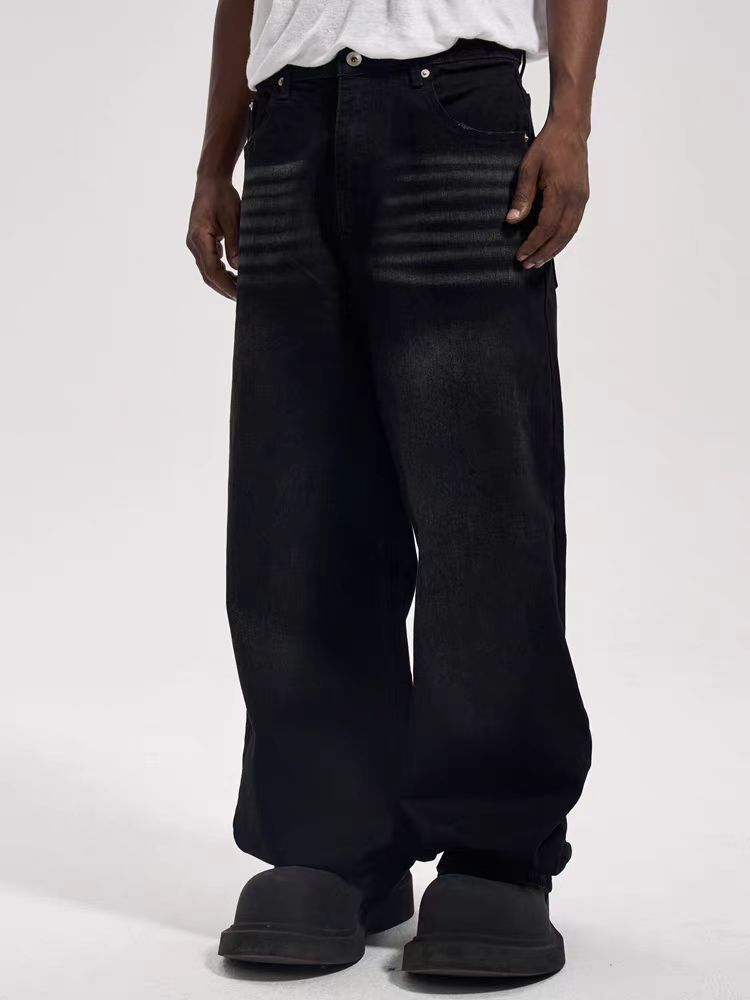 Japanese Brand × Jean High Street Whisker Style Washed Casual Baggy Jeans Size US 33 - 3 Thumbnail