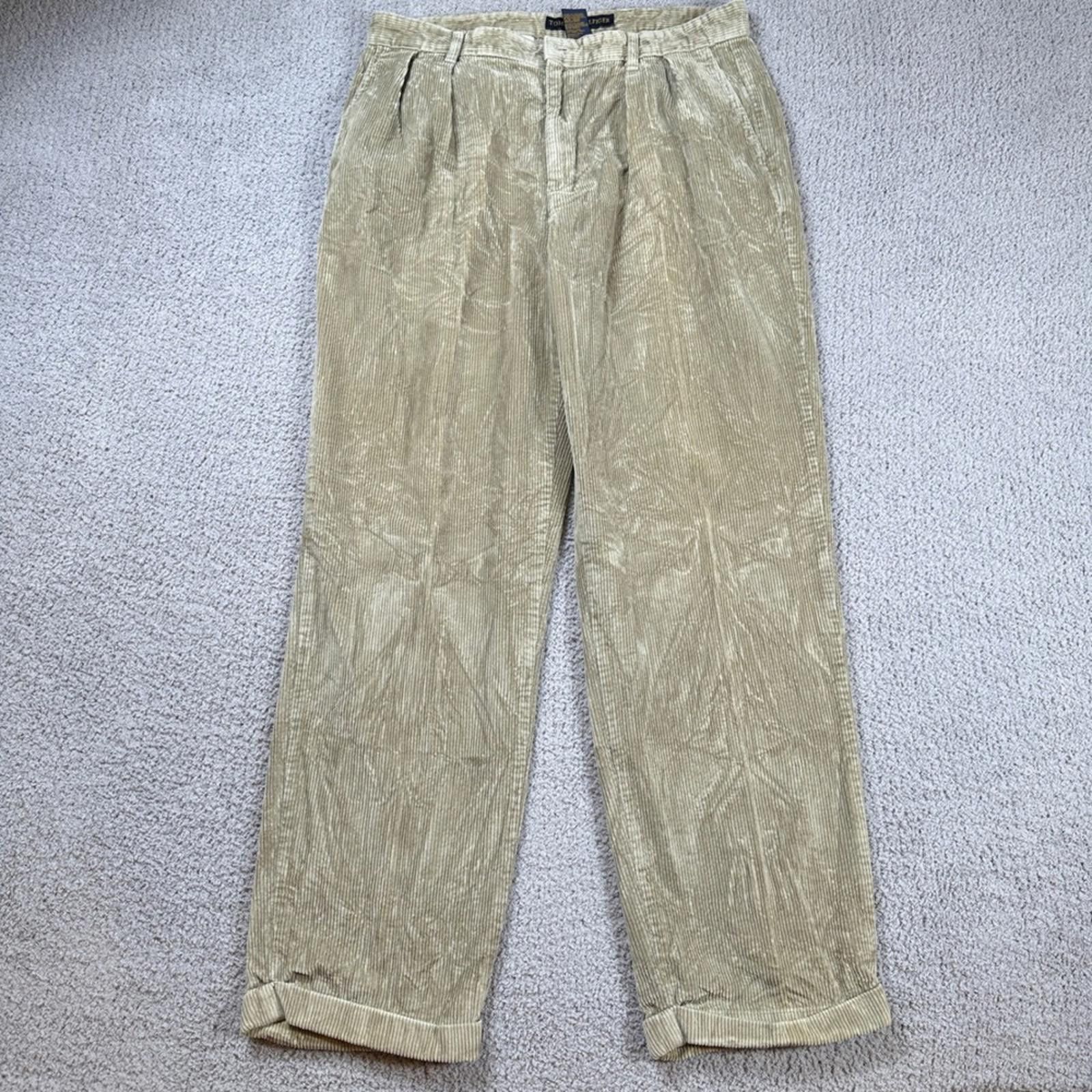 Tommy Hilfiger Tommy Hilfiger Corduroy Pants 36x32 Mens Tan Pleated Front Size US 36 / EU 52 - 1 Thumbnail