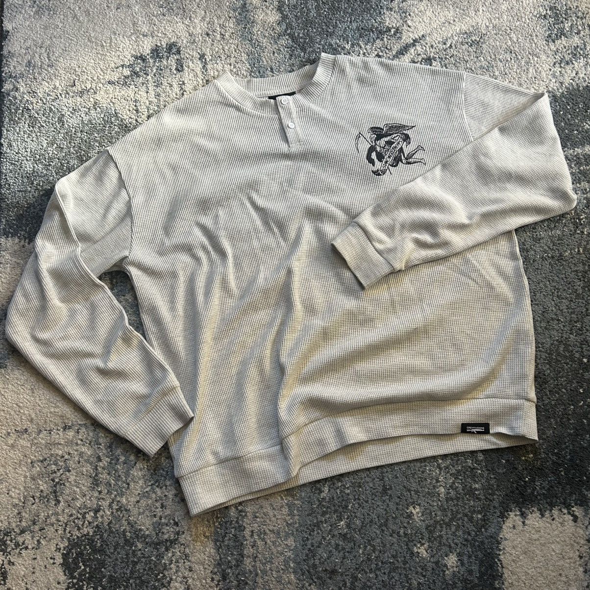 G59 Records 2023 $uicideboy$ OCCULT ESOTERiC OATMEAL MÉLANGE HENLEY Size US XL / EU 56 / 4 - 19 Thumbnail