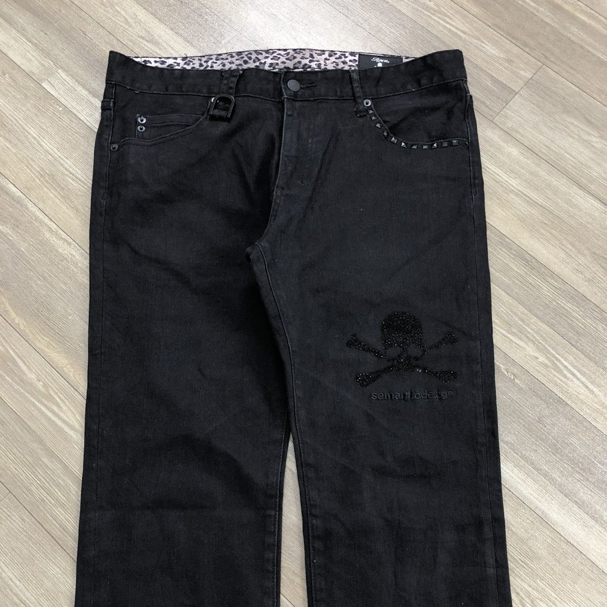 Japanese Brand 2000s Semantic Design x Roen Skulls Leopard Black Jeans Lgb Size US 33 - 3 Thumbnail