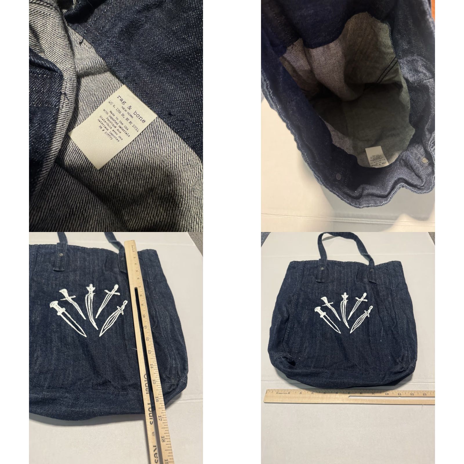 Rag & Bone RAG & BONE LADIES DAGGER DENIM TOTE SHOPPER HANDBAG MADE IN USA Size ONE SIZE - 8 Thumbnail